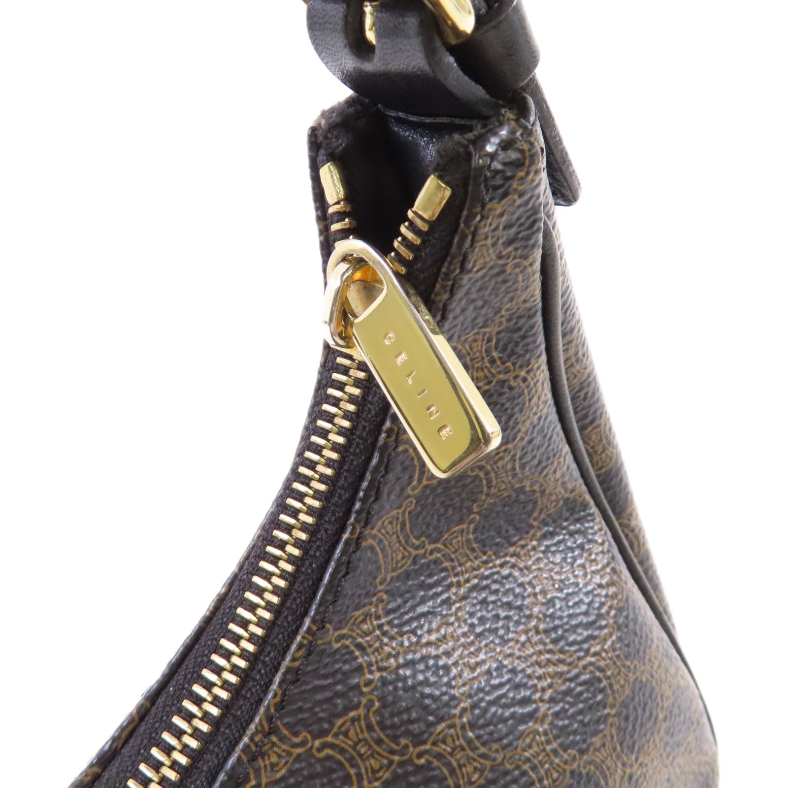 CELINE 塗層帆布Macadam Vanity Shoulder Bag金扣肩背袋啡色