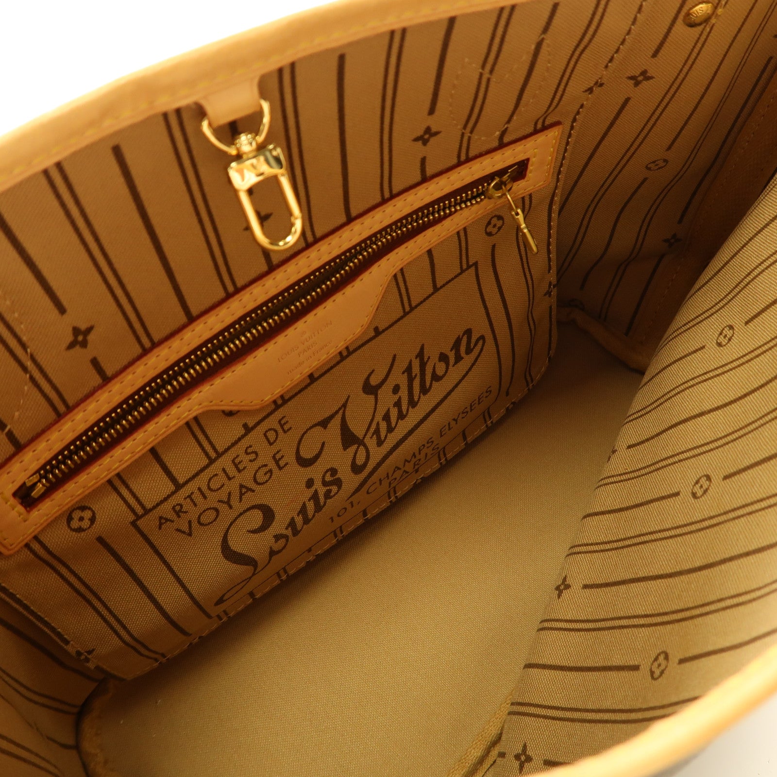 LOUIS VUITTON Monogram Neverfull PM金扣手挽袋啡色
