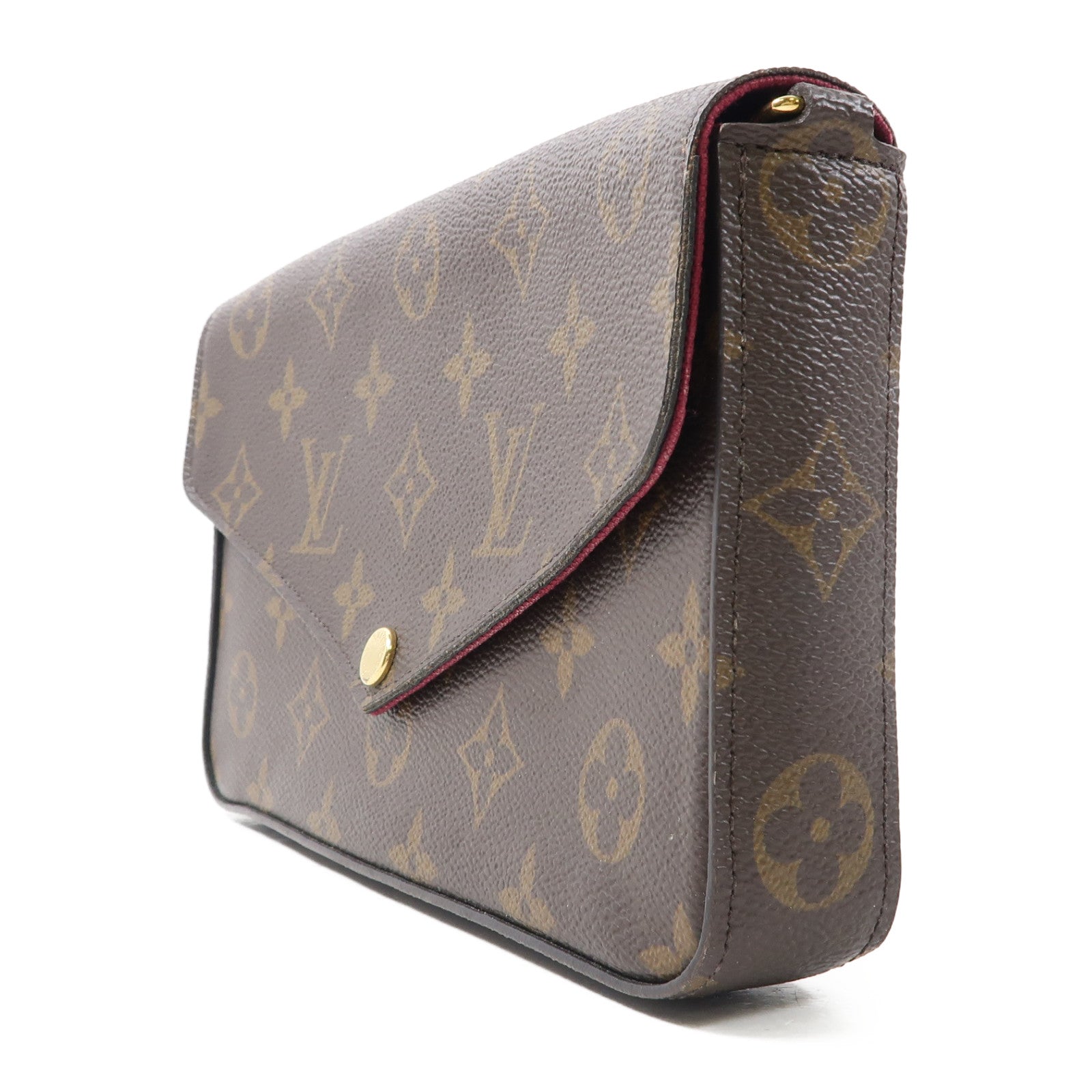 LOUIS VUITTON Monogram Pochette Felicie金扣鏈帶肩背袋棕色