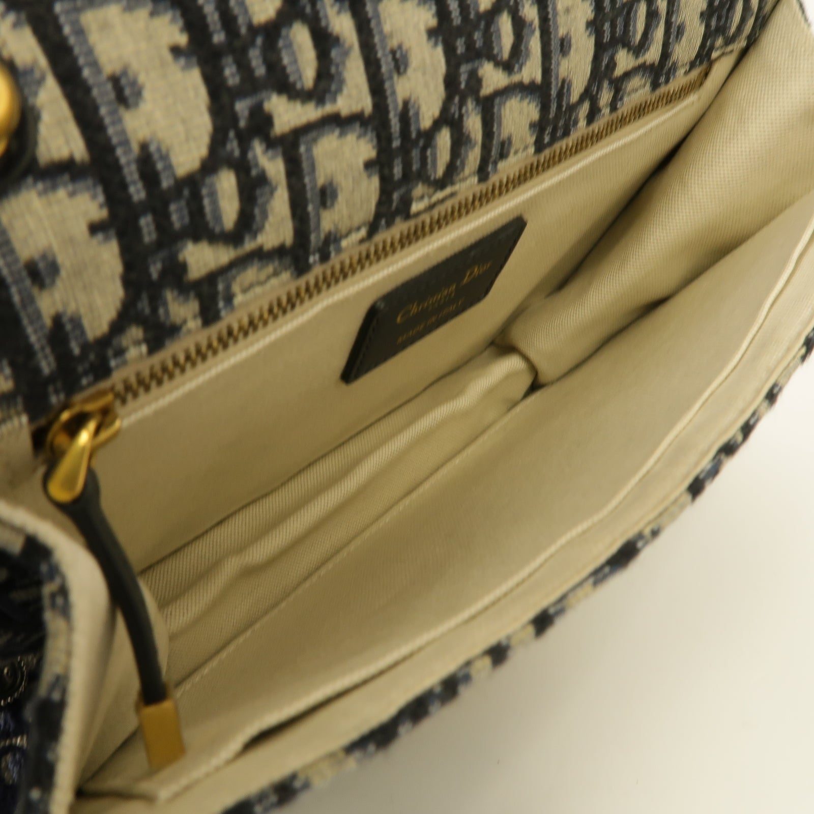 Dior 帆布Dioraddict Flap金扣肩背袋深藍色