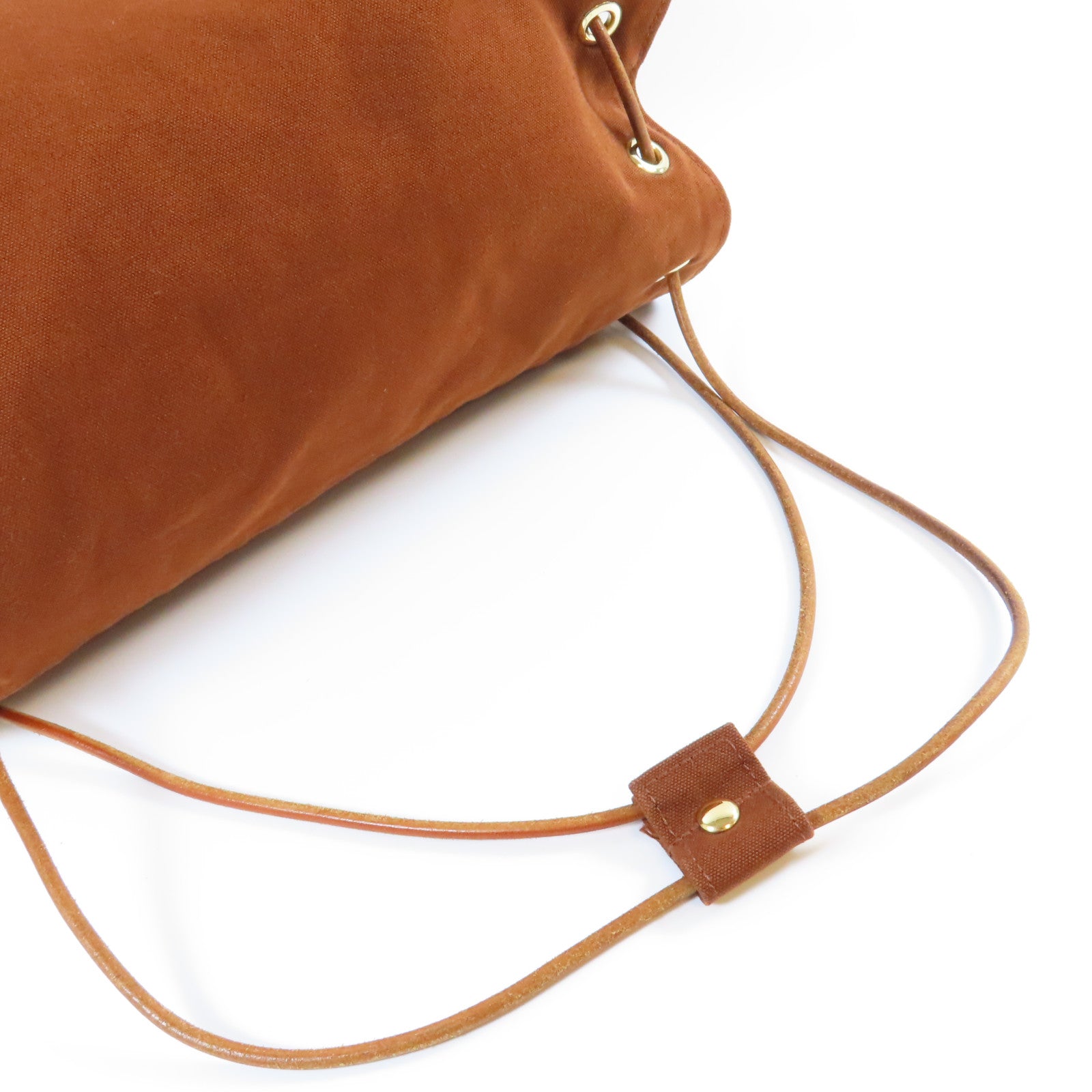 HERMES 【激減優惠】帆布Shoulder Bag金扣肩背袋啡色