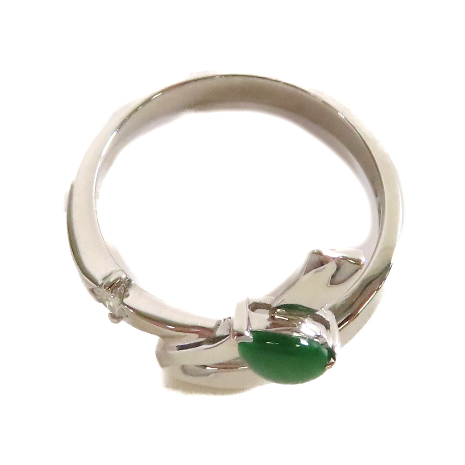 JEWELRY 【激減優惠】18K白金/0.05ct鑽石/翡翠/Diamond Ring戒指US#5