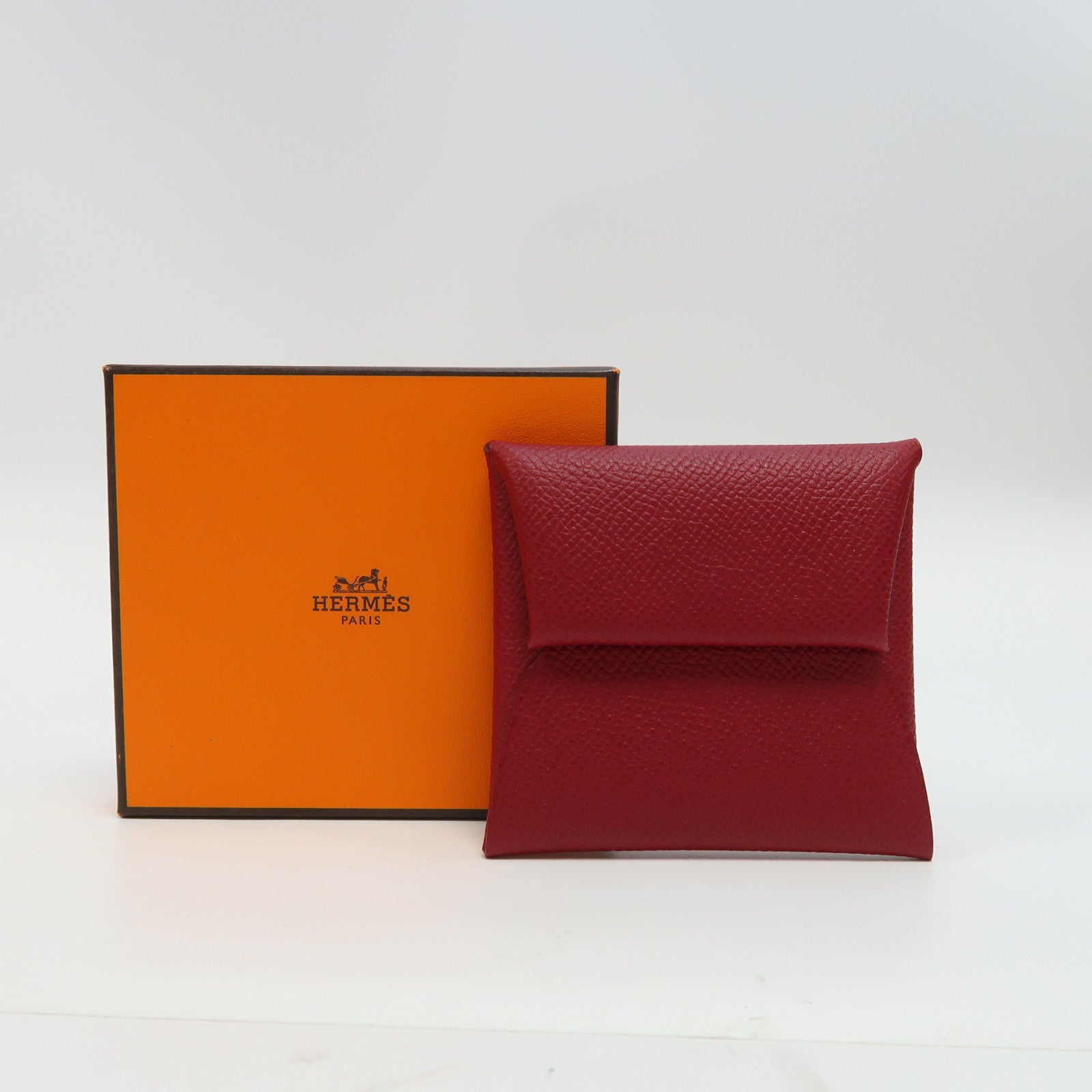 HERMES Epsom皮革Coin Case銀扣零錢包紅色