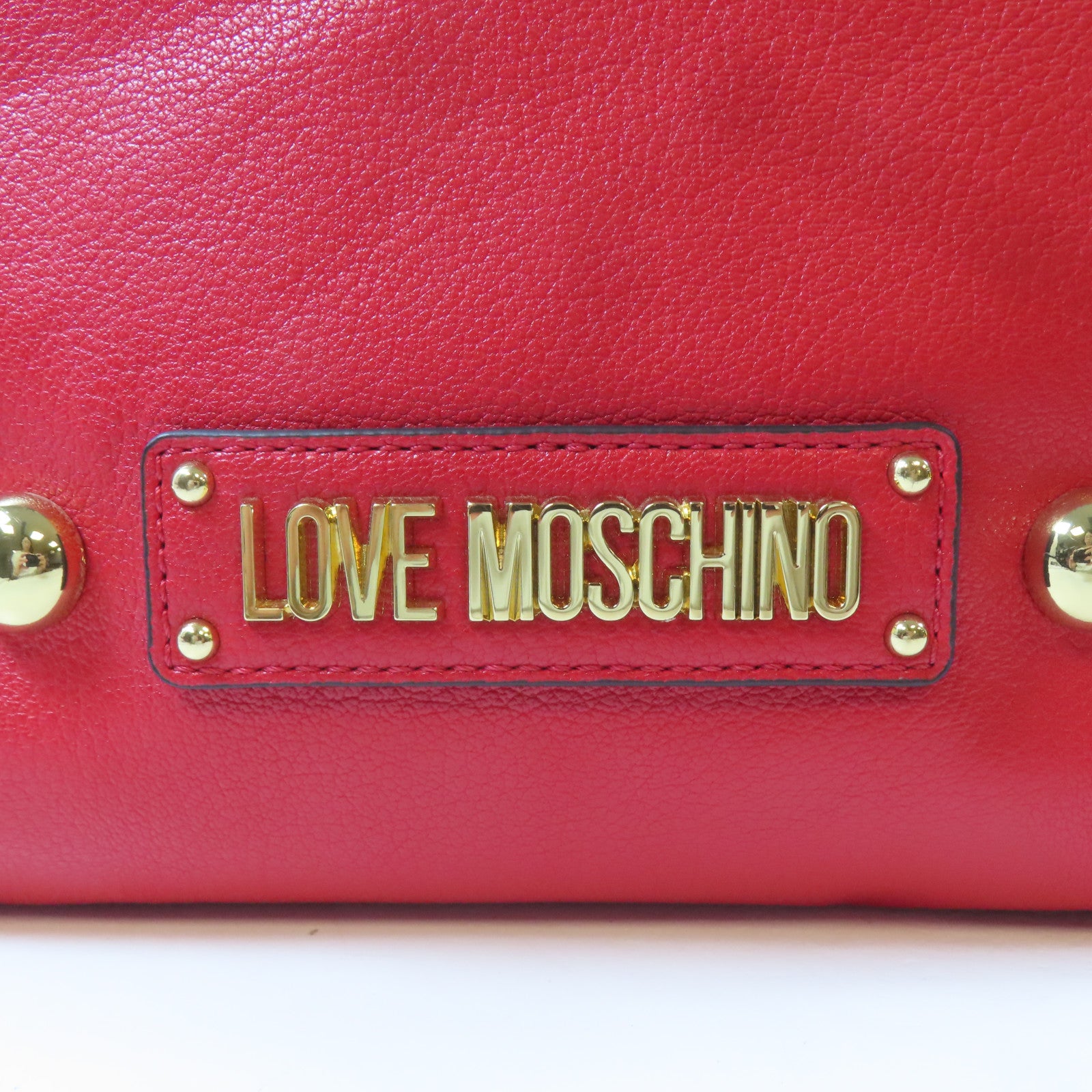 MOSCHINO 皮革Shoulder Bag金扣肩背袋紅色