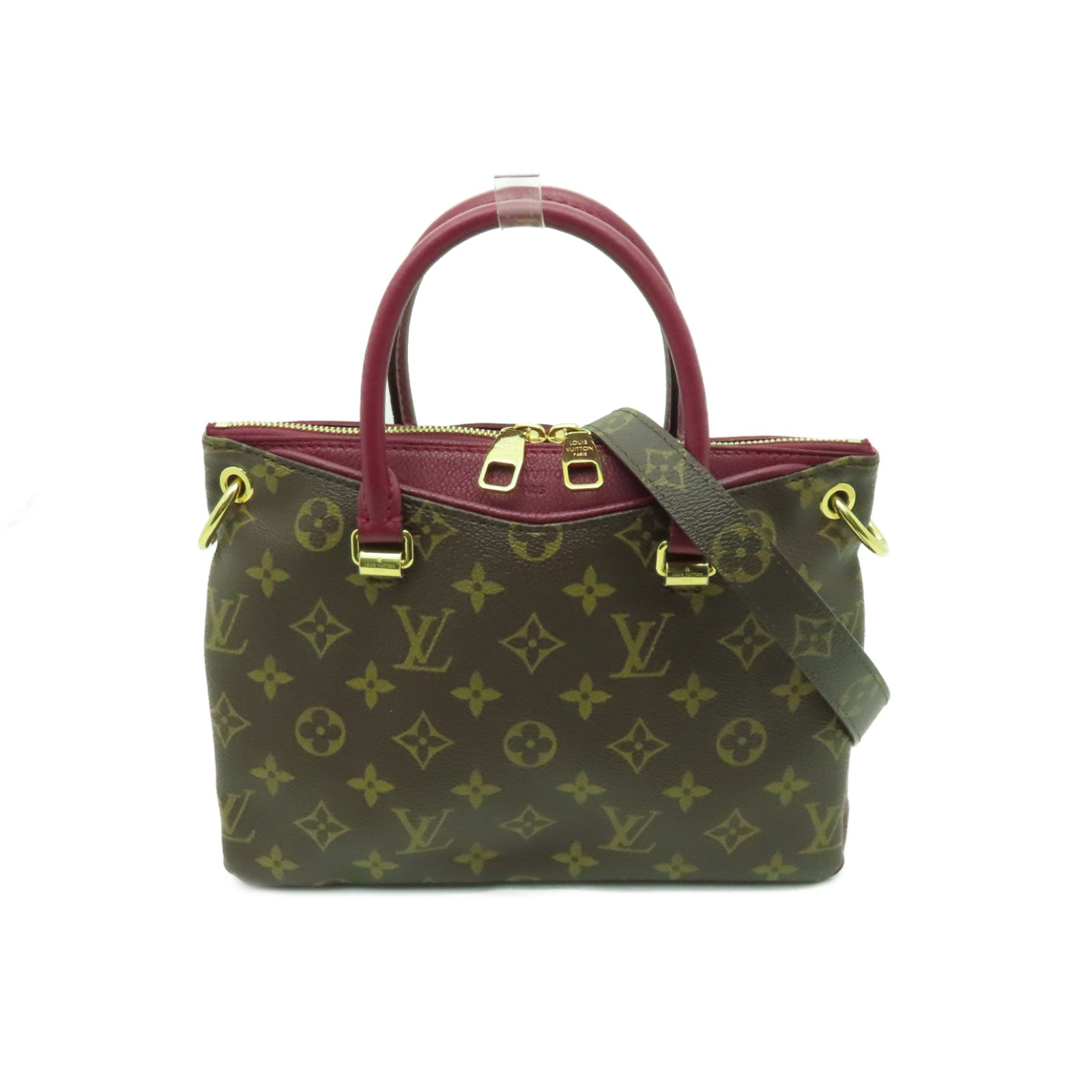 LOUIS VUITTON 【清倉大減價】Monogram Pallas BB金扣手挽肩背兩用袋酒紅色