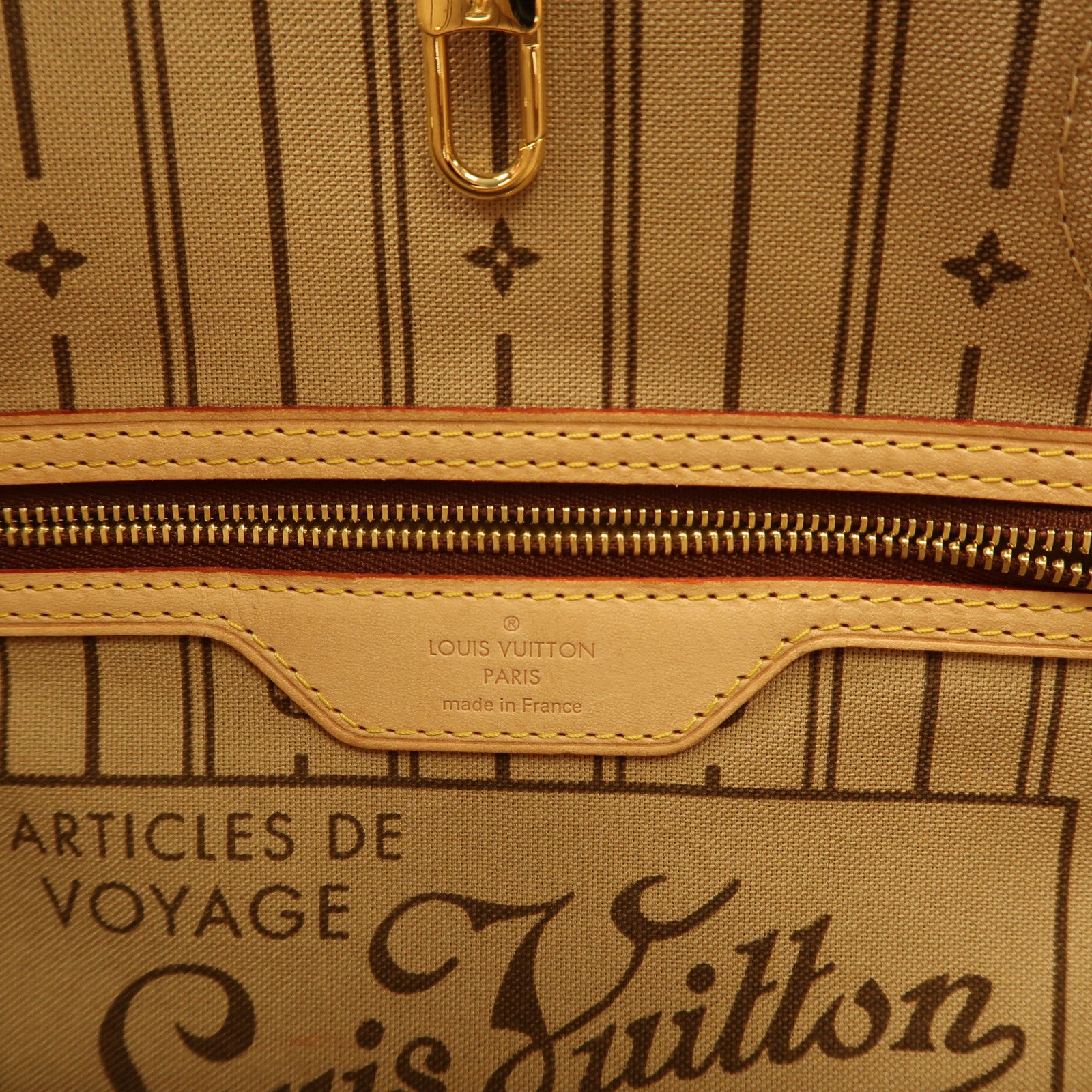 LOUIS VUITTON Monogram Neverfull PM金扣手挽袋啡色