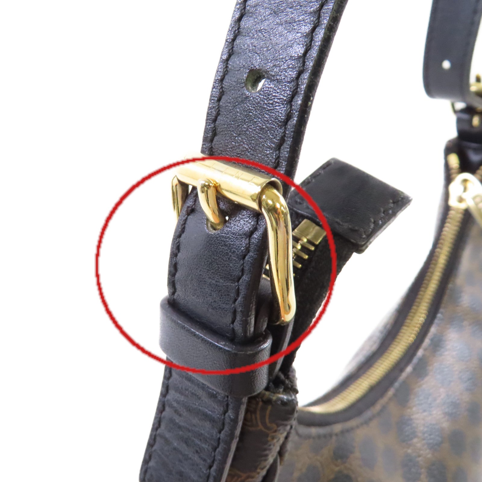 CELINE 塗層帆布Macadam Vanity Shoulder Bag金扣肩背袋啡色