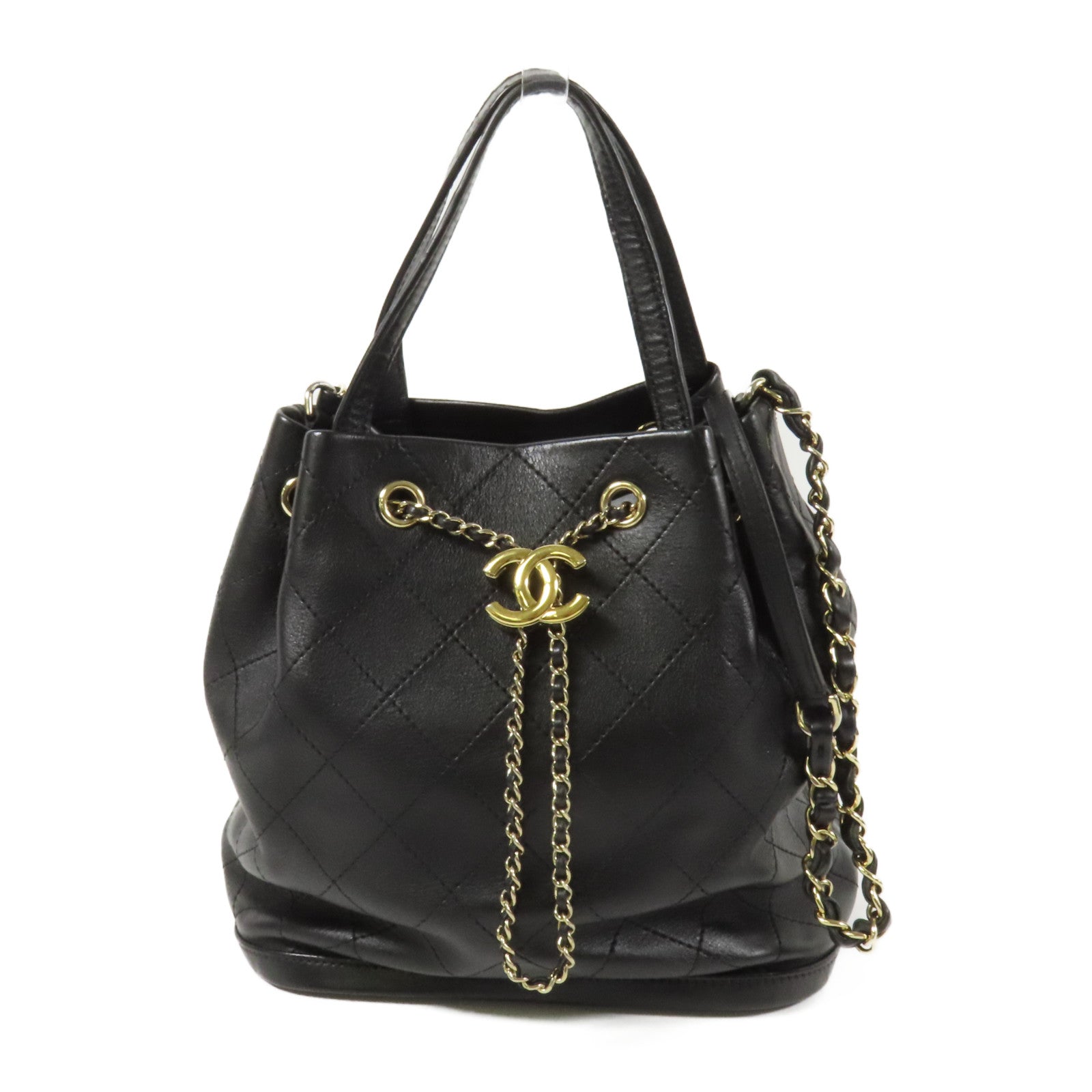 CHANEL 牛皮皮革Shoulder Bag金扣鏈帶肩背袋