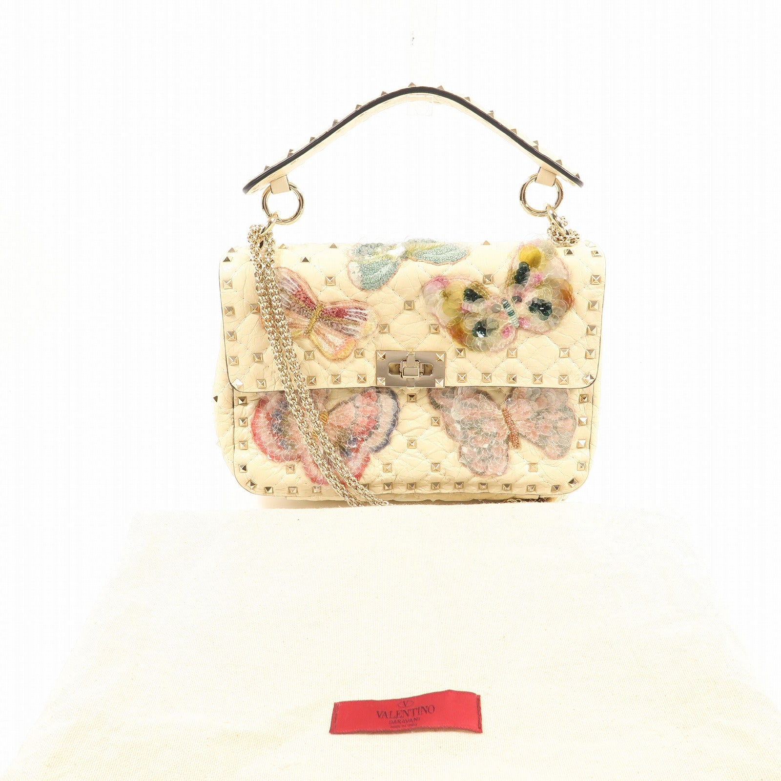 Valentino 牛皮皮革Shoulder Bag金扣鏈帶手挽肩背兩用袋