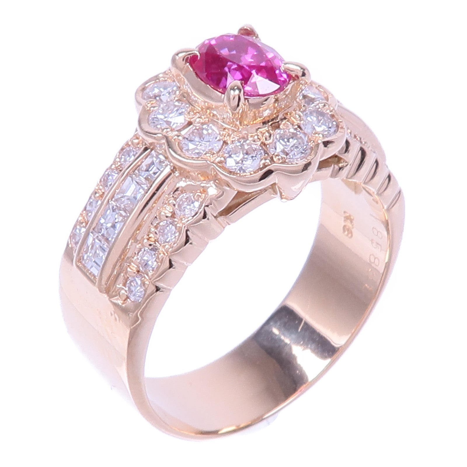 JEWELRY 【激減優惠】18K黃金Ruby Diamond Ring紅寶石/鑽石戒指US#5.5