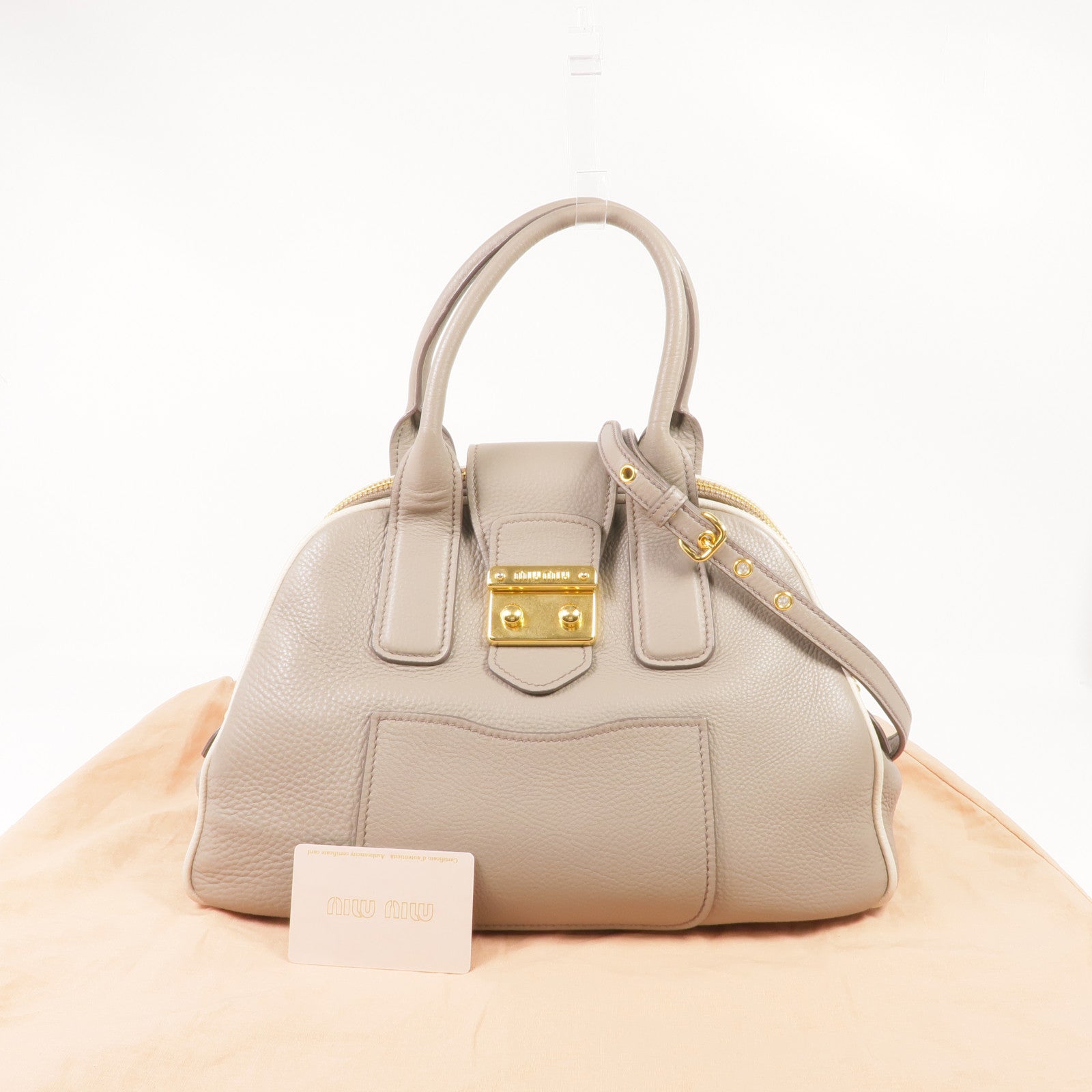 Miu Miu 牛皮皮革2 Way Shoulder金扣手挽肩背兩用袋