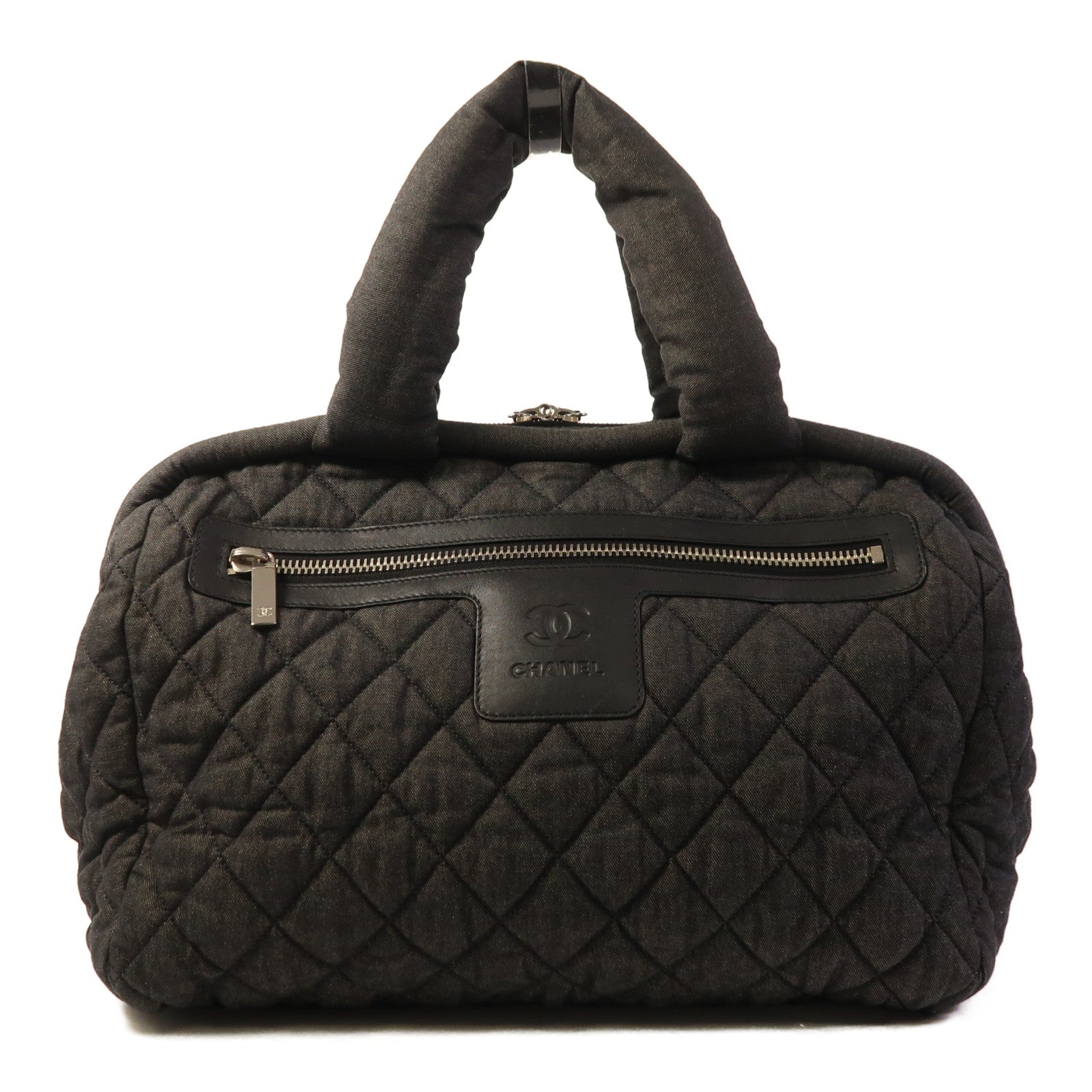 CHANEL 帆布Coco Cocoon銀扣肩背袋