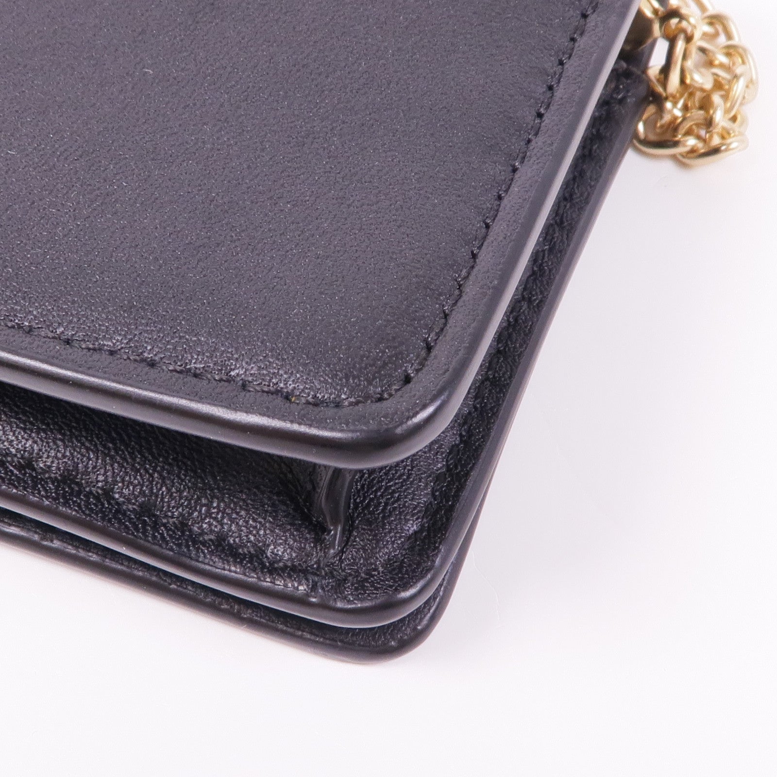COACH 塗層帆布/皮革Chain Card Case金扣鏈帶卡片套