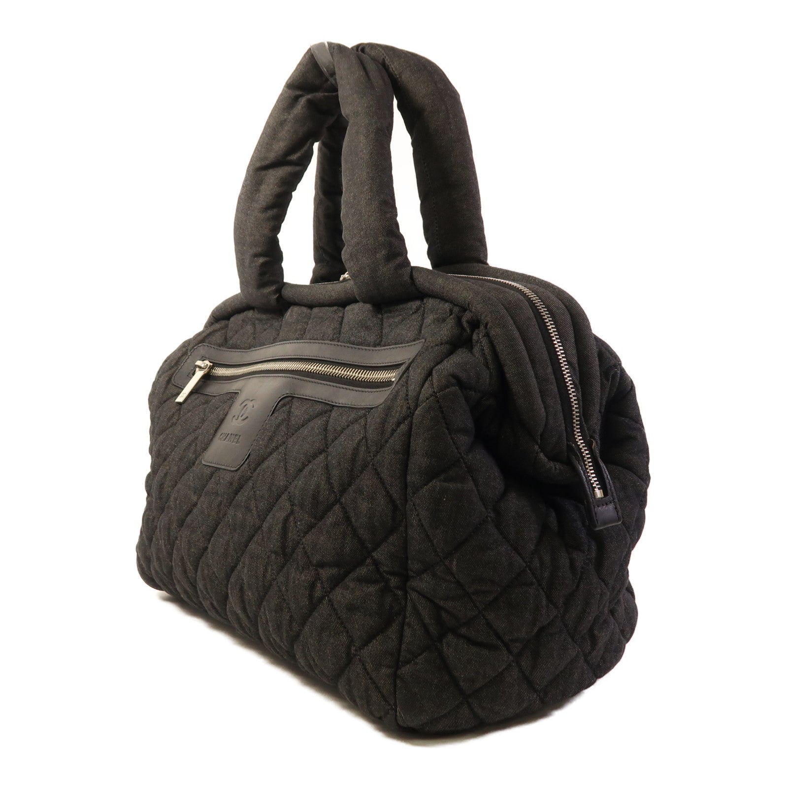 CHANEL 帆布Coco Cocoon銀扣肩背袋