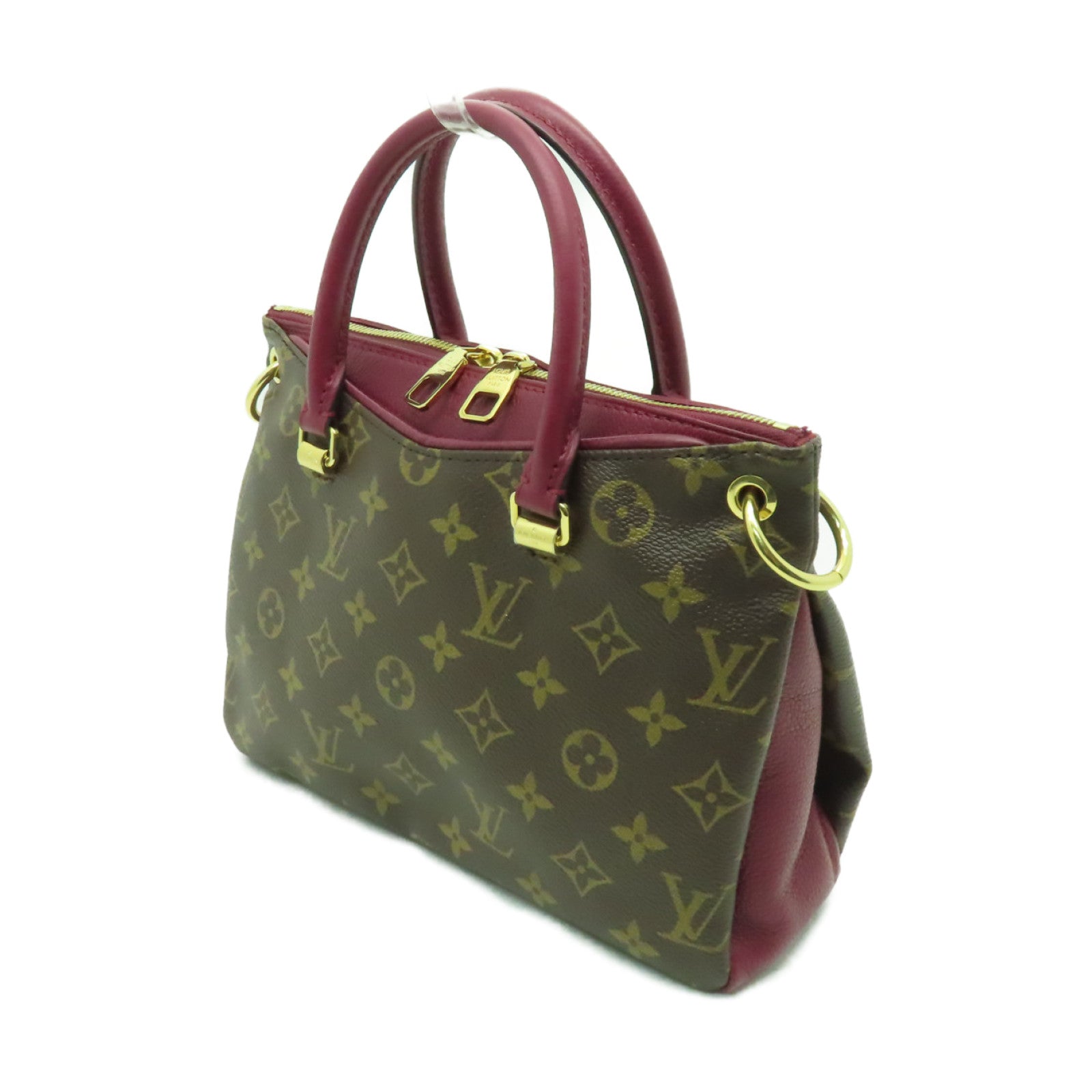 LOUIS VUITTON 【清倉大減價】Monogram Pallas BB金扣手挽肩背兩用袋酒紅色