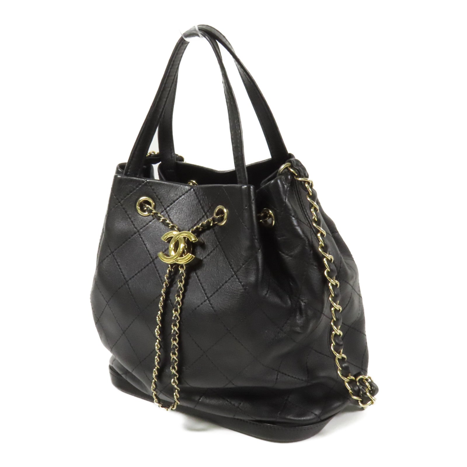 CHANEL 牛皮皮革Shoulder Bag金扣鏈帶肩背袋