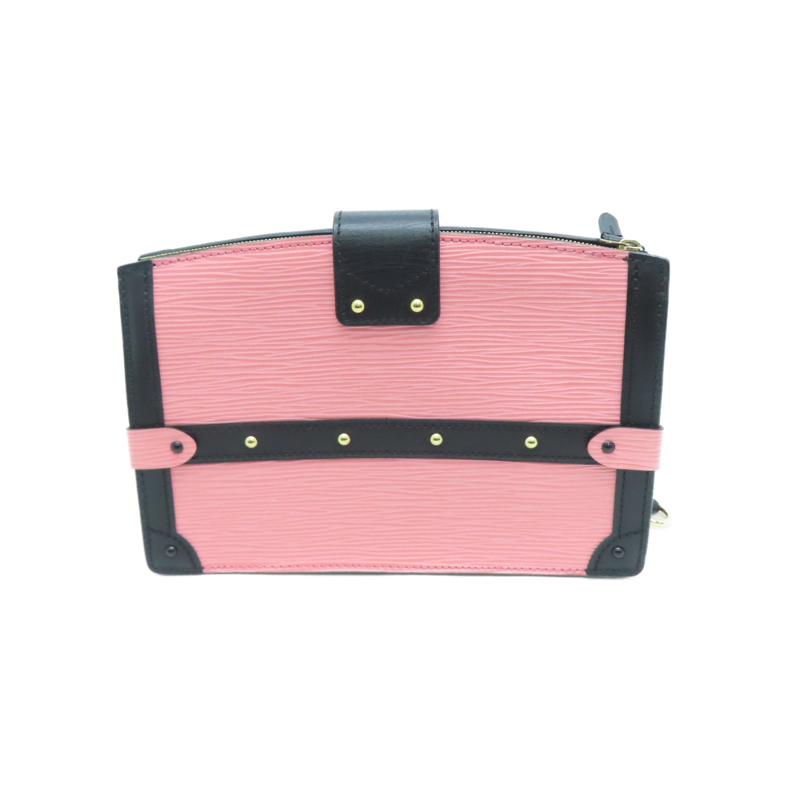 LOUIS VUITTON Epi皮革Trunk Clutch金扣肩背袋粉红色/黑色
