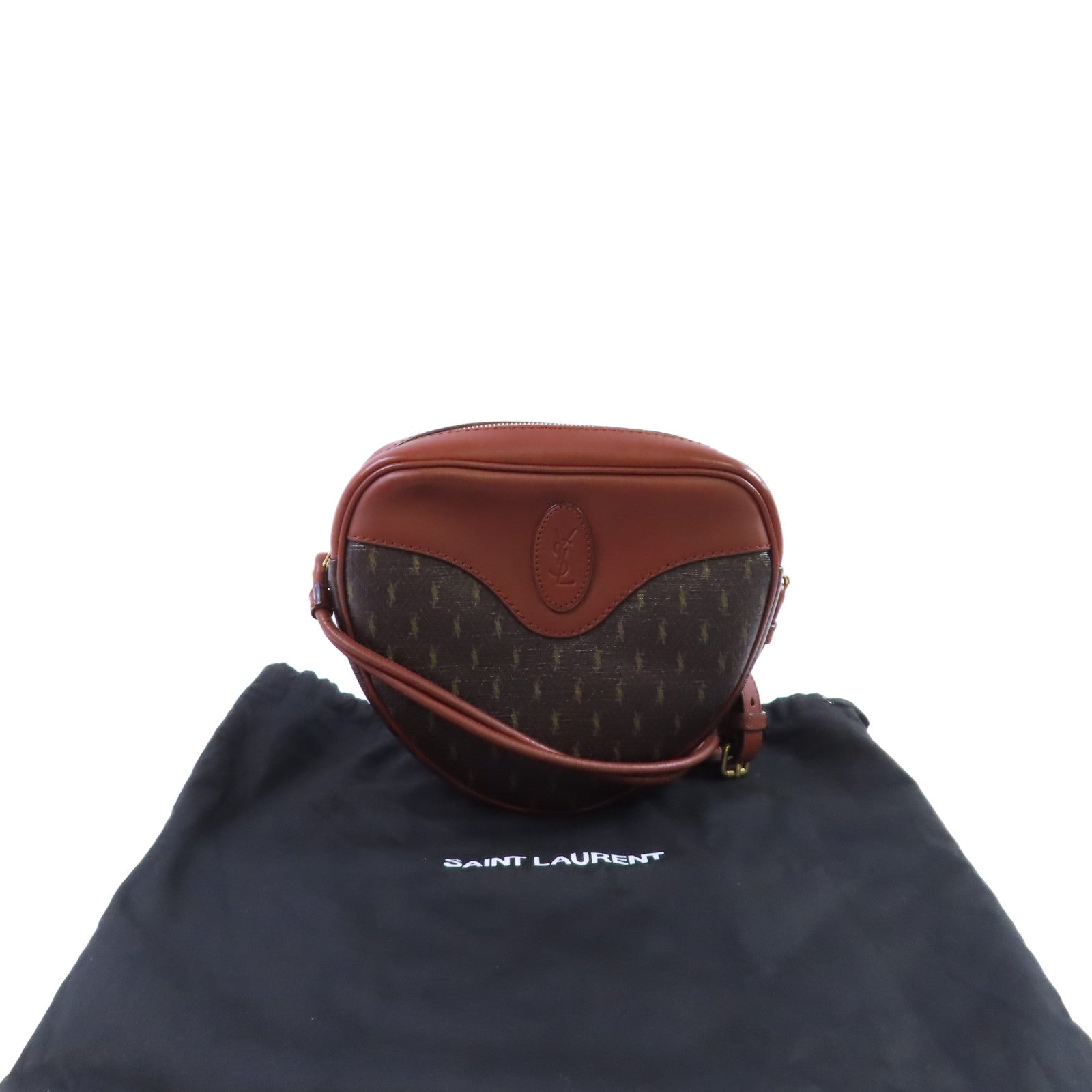 SAINT LAURENT 【激減優惠】牛皮皮革 Le Monogram Coeur Shoulder Bag金扣肩背袋啡色