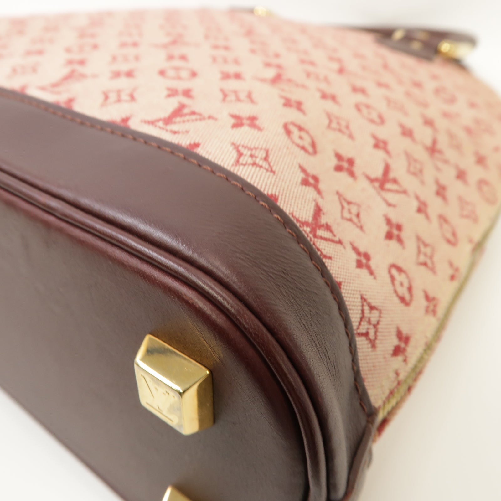 LOUIS VUITTON 【激減優惠】Monogram Mini帆布Alma O金扣手挽袋紅色