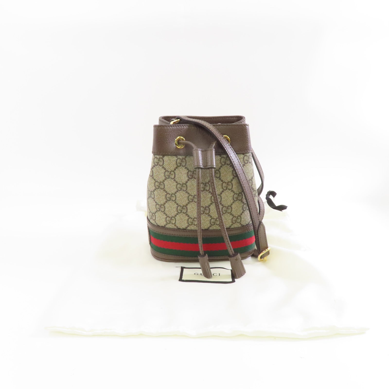 GUCCI 塗層帆布Shoulder Bag金扣肩背袋棕色