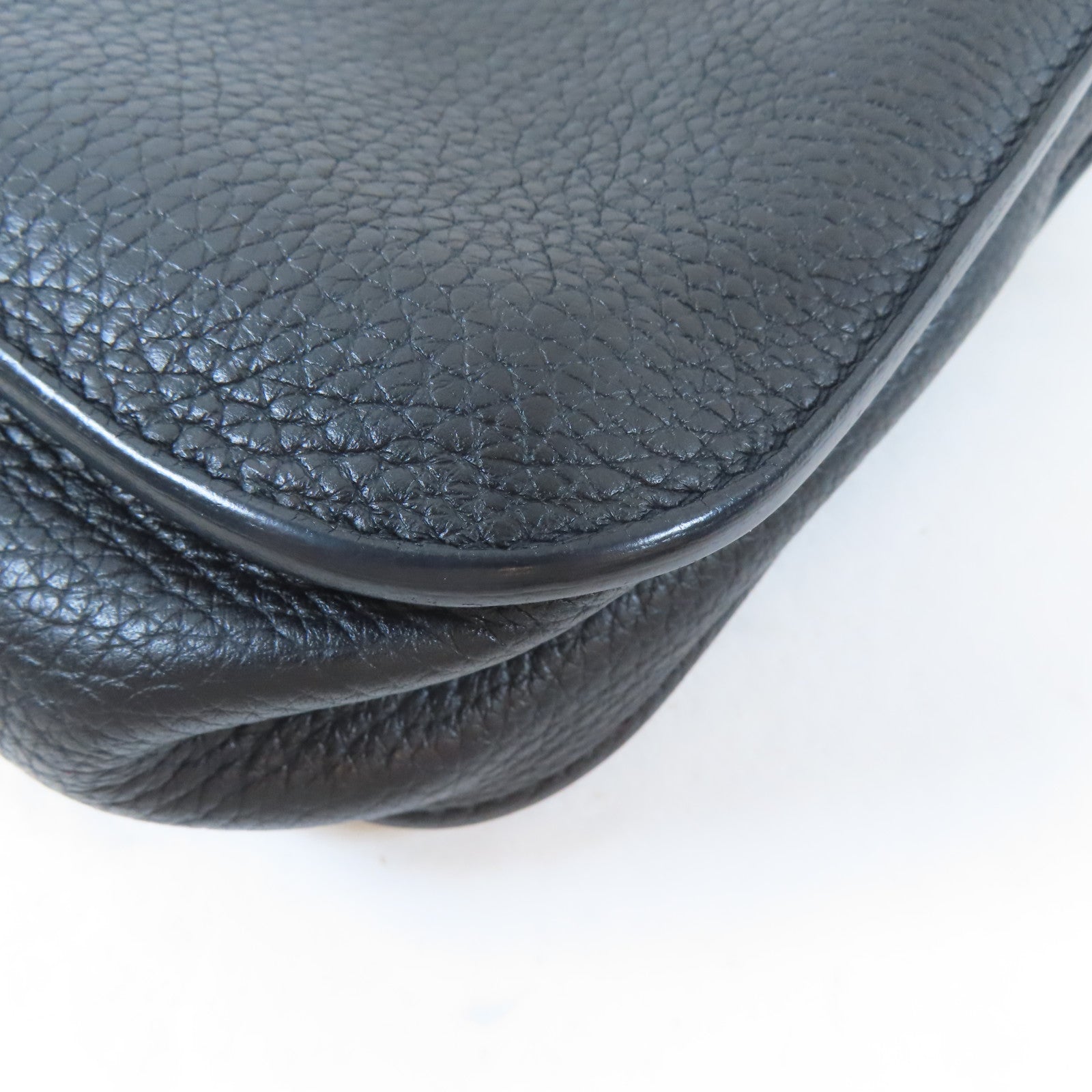 HERMES Clemence皮革Halzan 25銀扣手挽肩背兩用袋Noir Black黑色