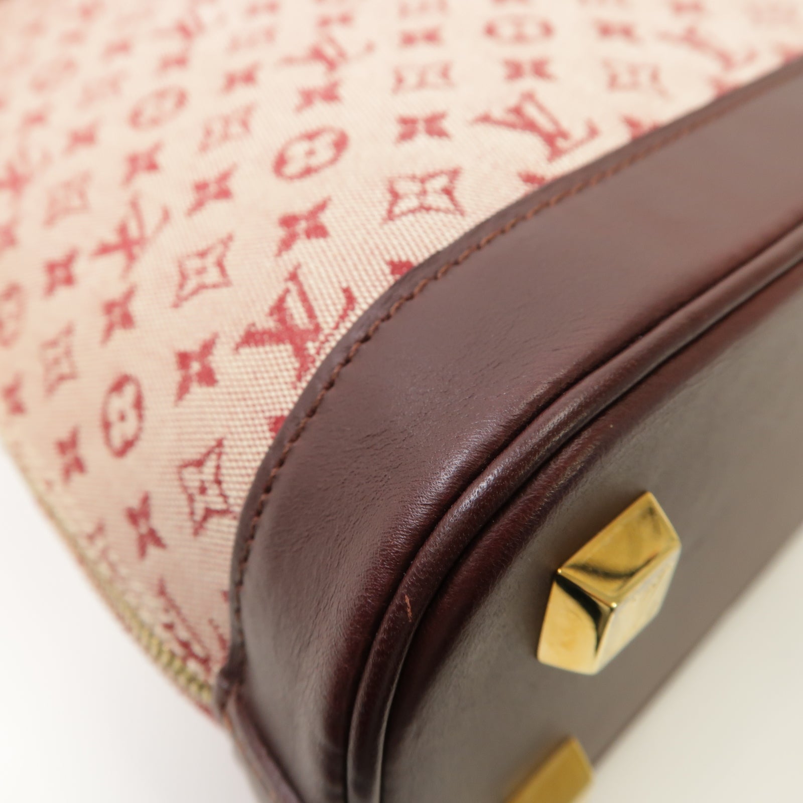 LOUIS VUITTON 【激減優惠】Monogram Mini帆布Alma O金扣手挽袋紅色