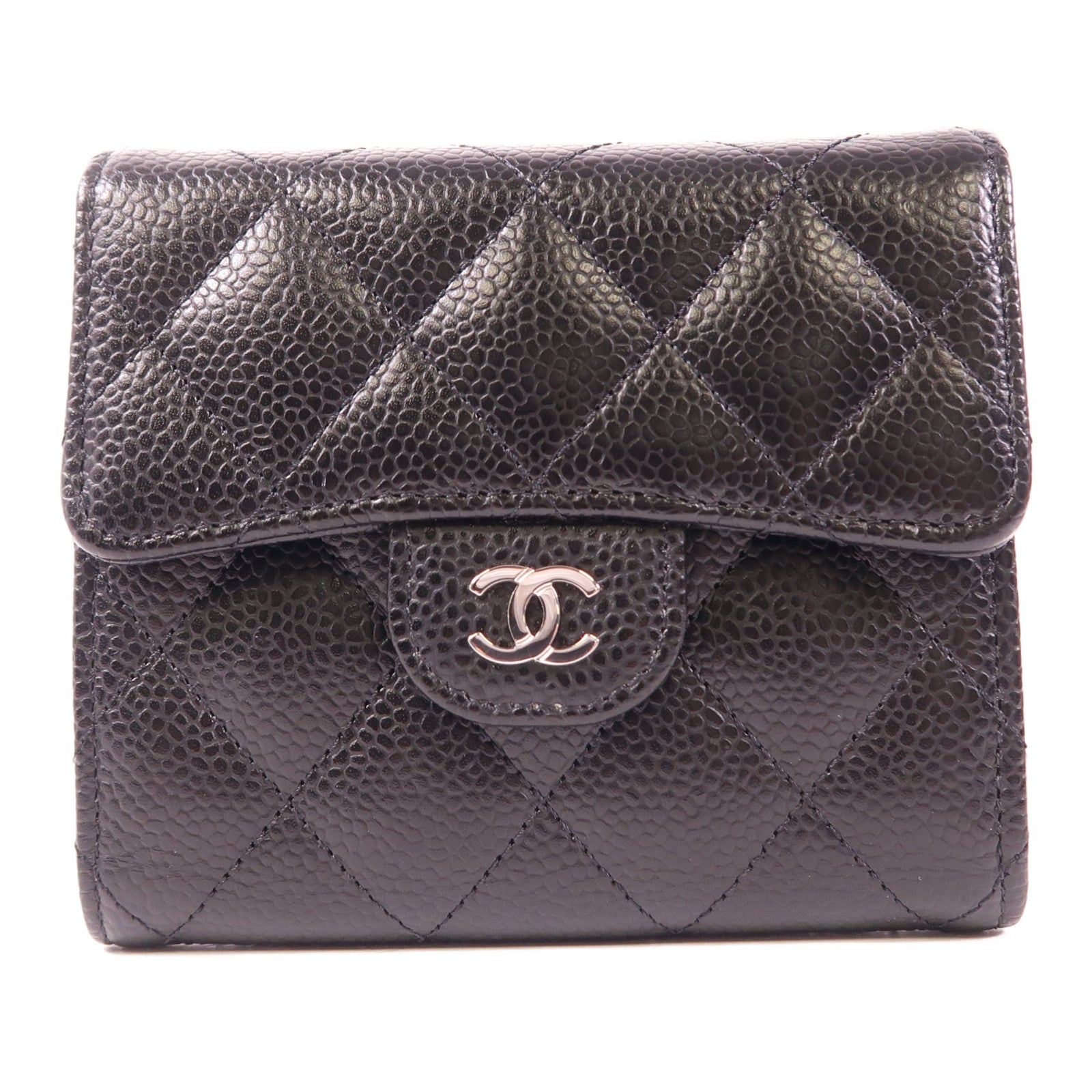 CHANEL 牛皮皮革Wallet銀扣錢包