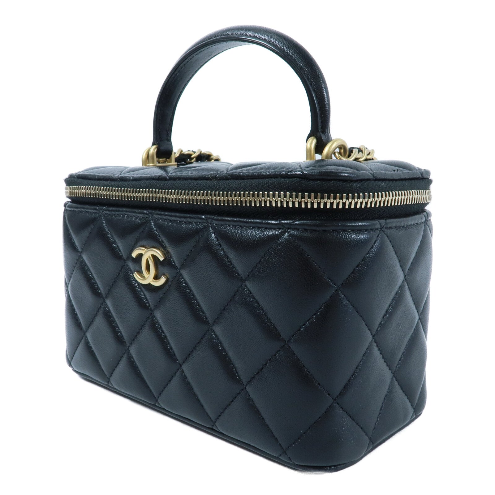 CHANEL 羊皮皮革Vanity Case鏈帶手挽肩背兩用袋