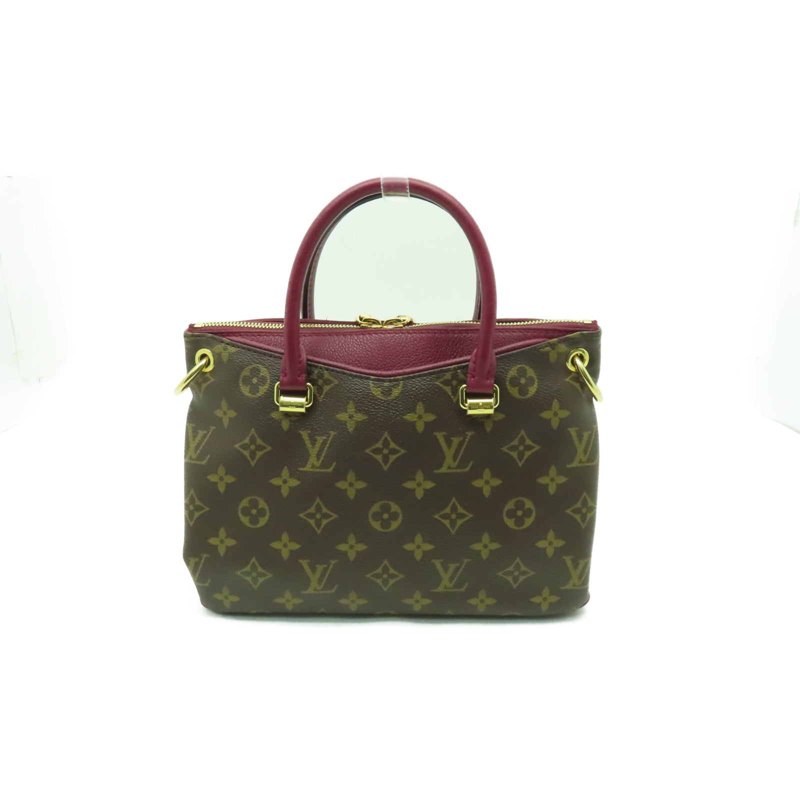 LOUIS VUITTON 【清倉大減價】Monogram Pallas BB金扣手挽肩背兩用袋酒紅色