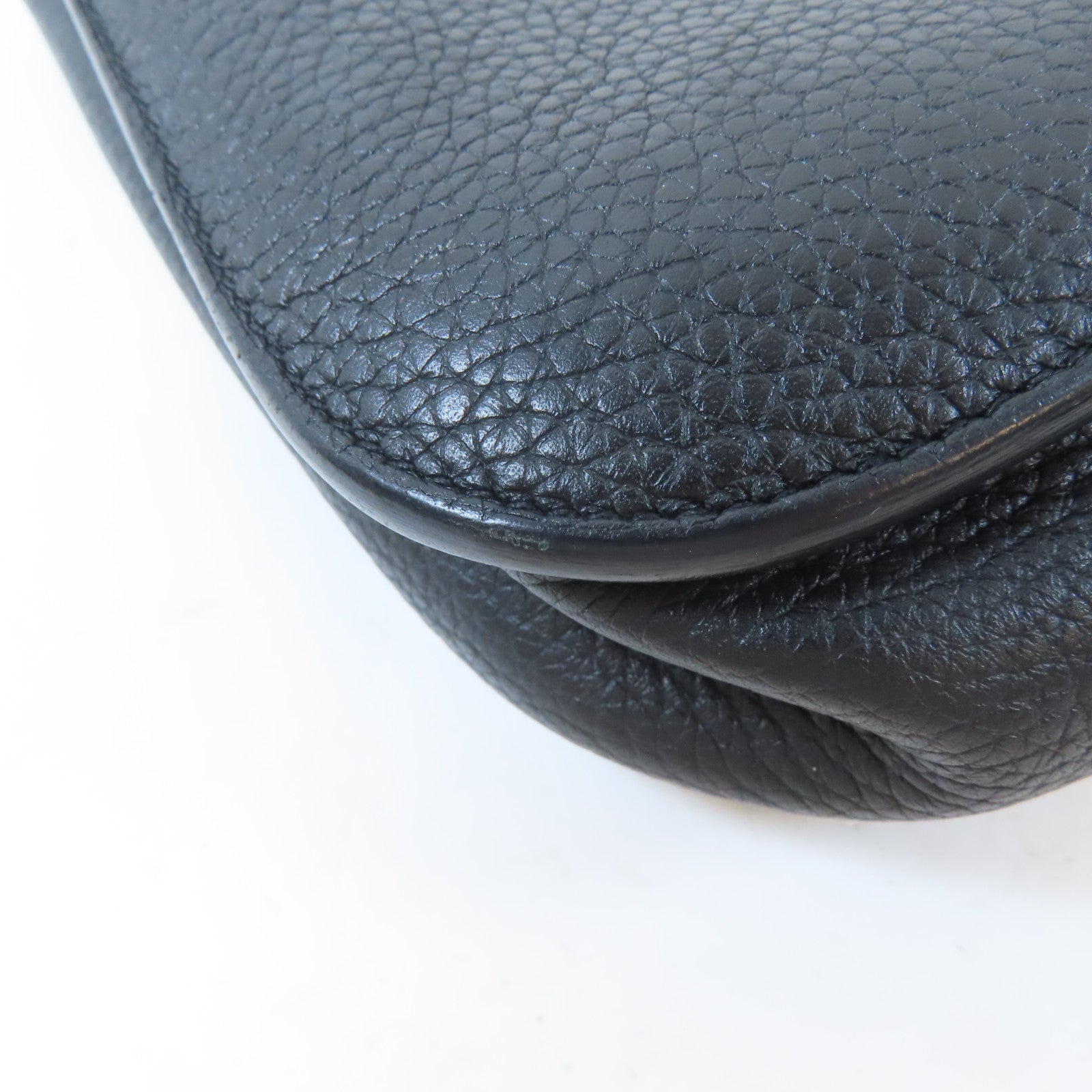 HERMES Clemence皮革Halzan 25銀扣手挽肩背兩用袋Noir Black黑色