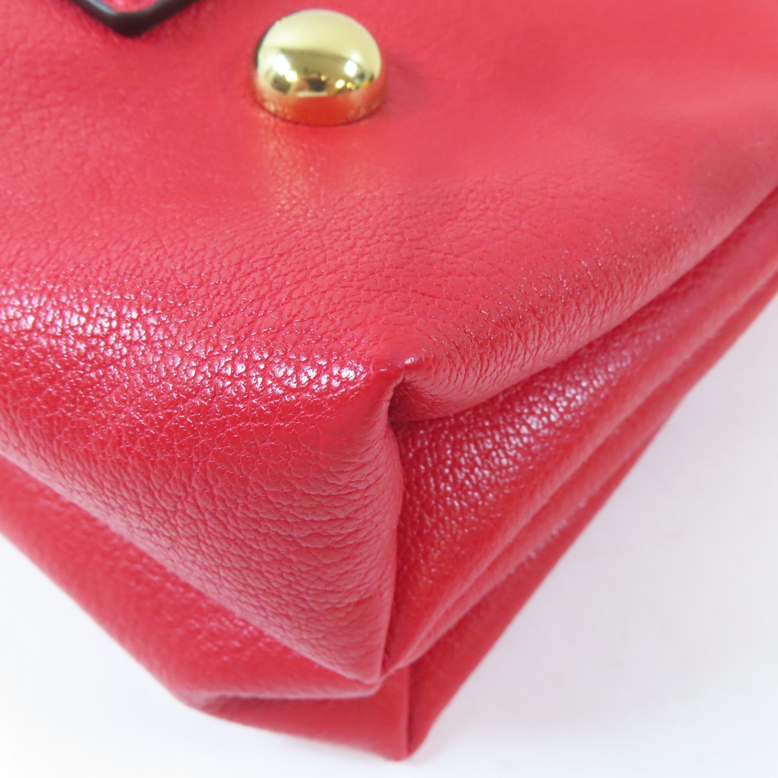 MOSCHINO 皮革Shoulder Bag金扣肩背袋紅色