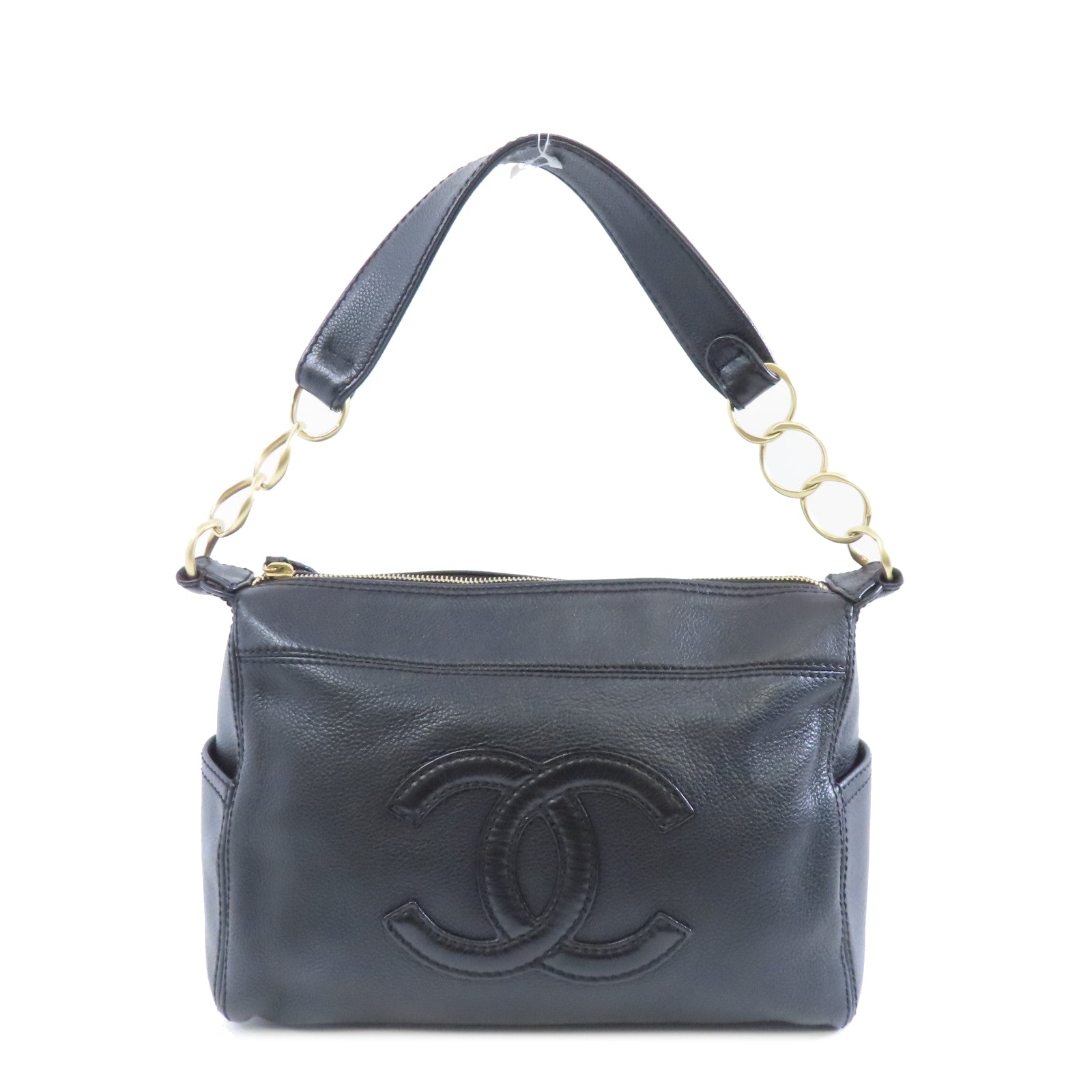 CHANEL 牛皮皮革Shoulder Bag金扣肩背袋黑色
