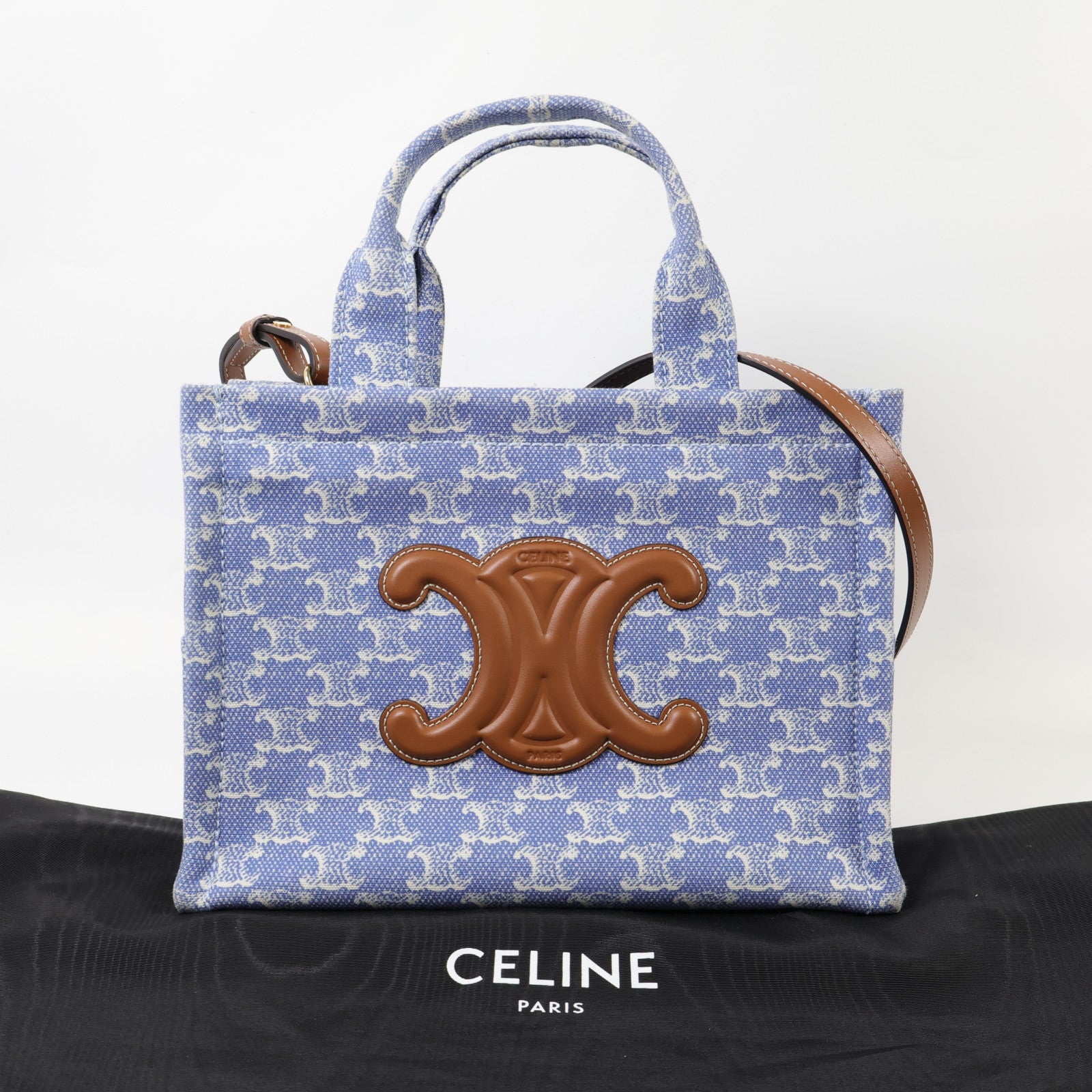 CELINE 帆布Small Cabas Thais金扣手挽肩背兩用袋