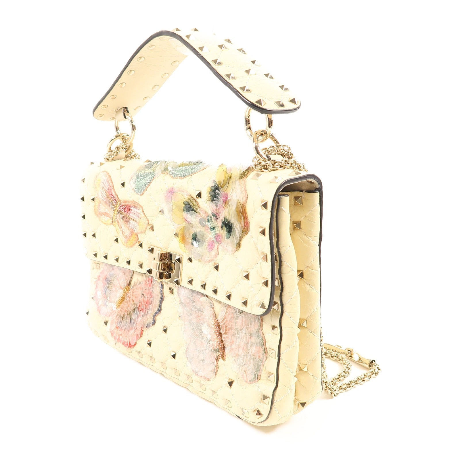 Valentino 牛皮皮革Shoulder Bag金扣鏈帶手挽肩背兩用袋