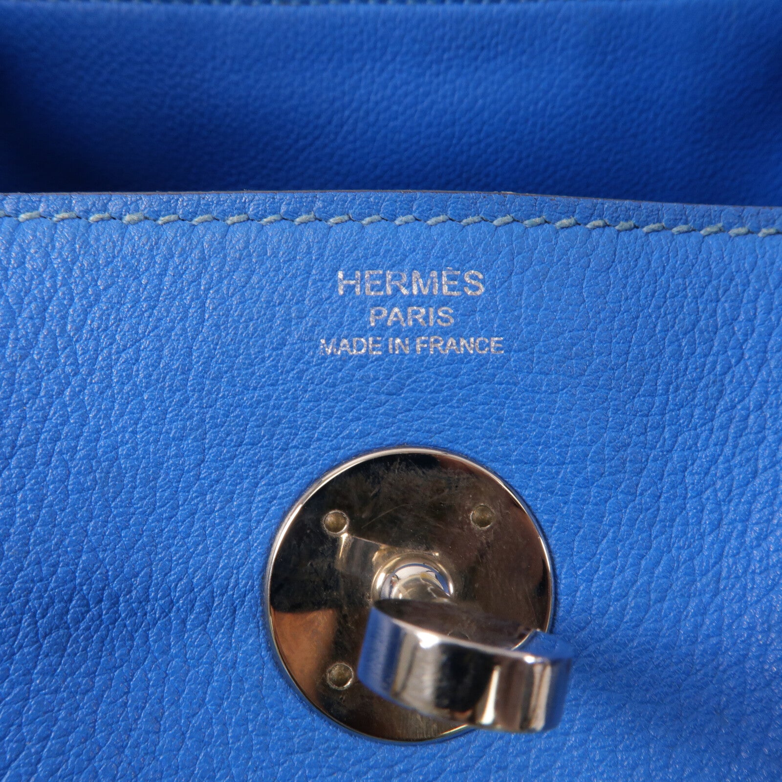 HERMES Evercolor皮革Lindy 26手挽肩背兩用袋Blue Hydra