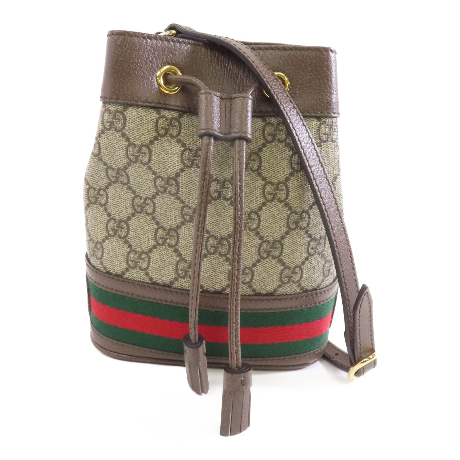 GUCCI 塗層帆布Shoulder Bag金扣肩背袋棕色