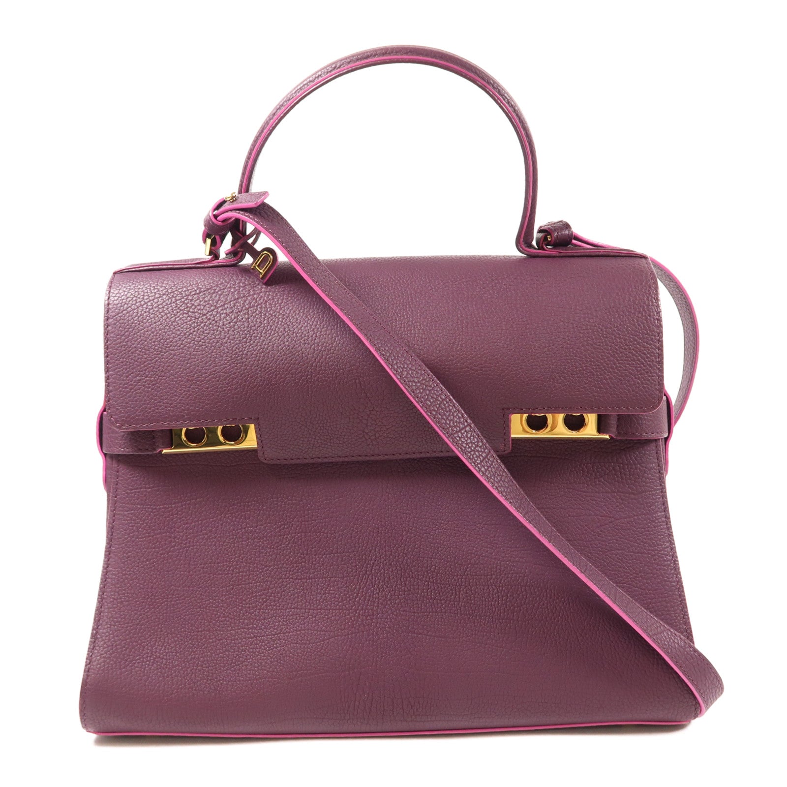 Delvaux 牛皮皮革Tempete MM金扣手挽肩背兩用袋