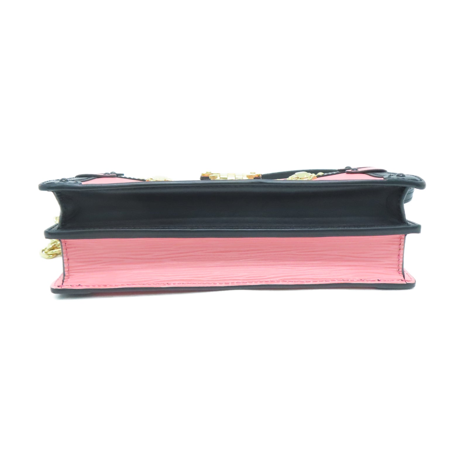 LOUIS VUITTON Epi皮革Trunk Clutch金扣肩背袋粉红色/黑色