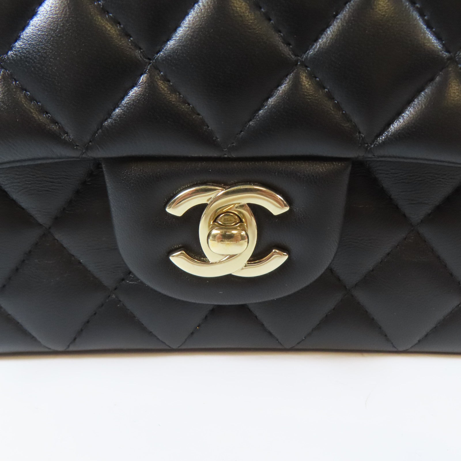 CHANEL 菱格羊皮皮革2way Chain Shoulder Bag金扣鏈帶手挽肩背兩用袋黑色