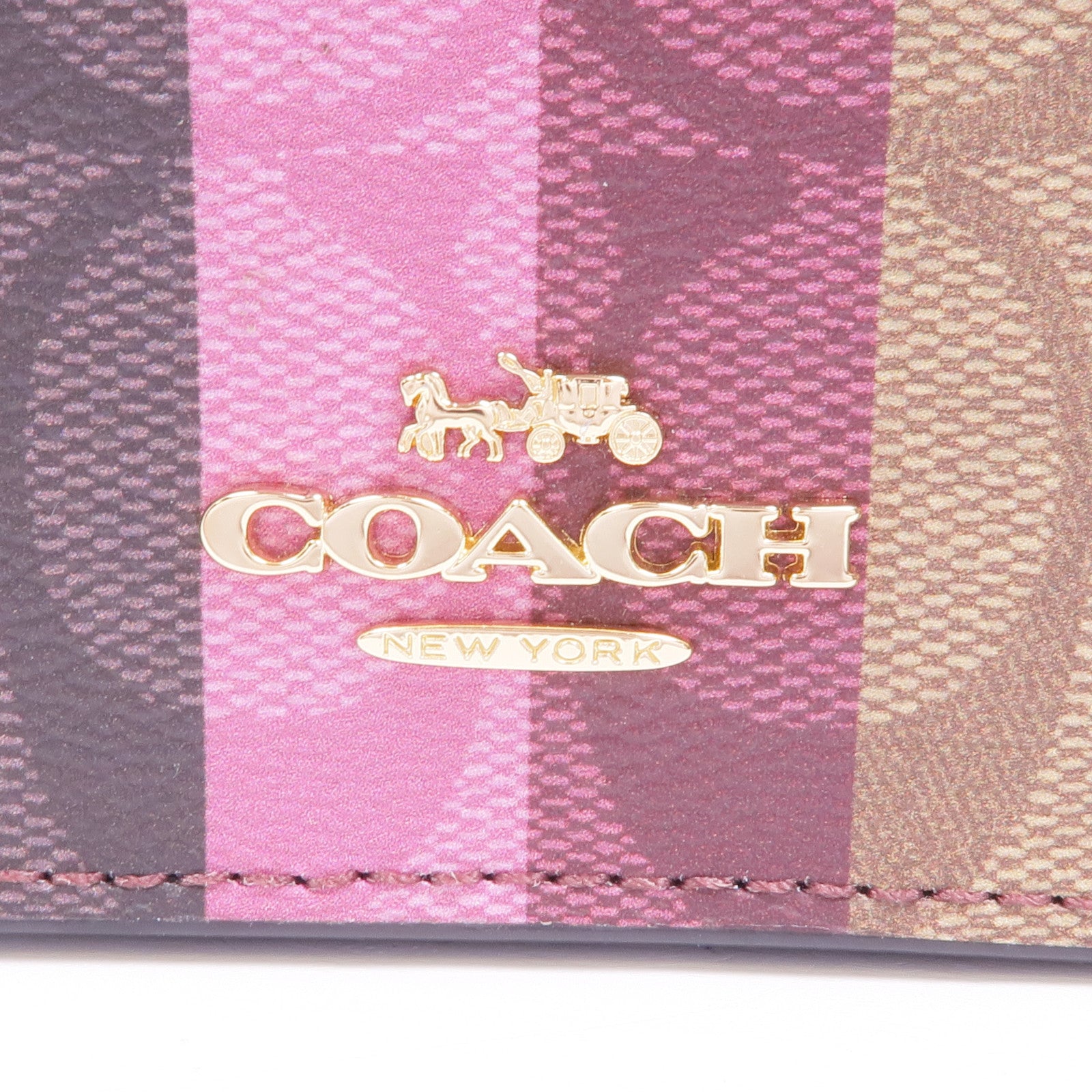 COACH 塗層帆布/皮革Chain Card Case金扣鏈帶卡片套