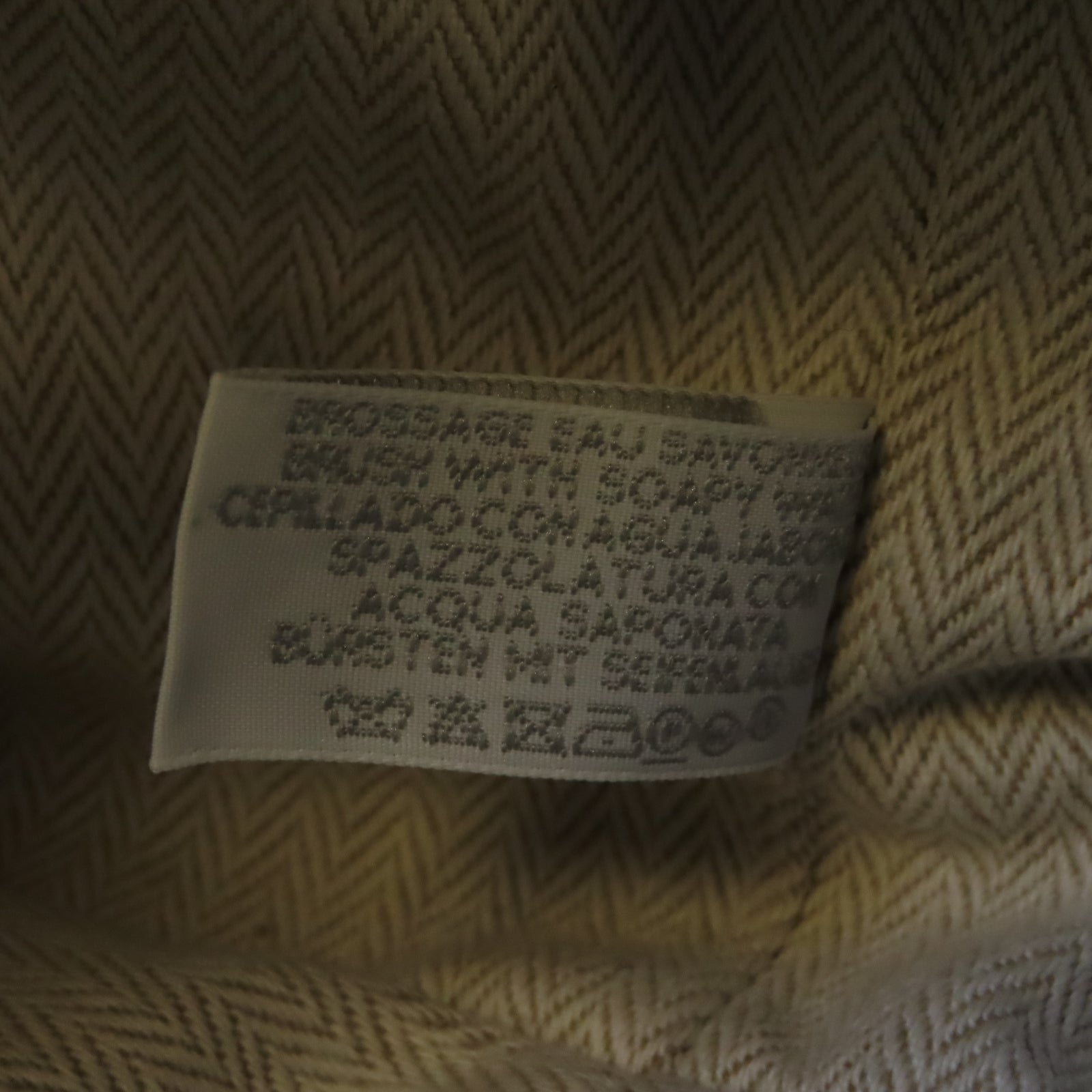 HERMES 帆布Bride A Brac Cabriole Case銀扣手挽袋米色/藍色