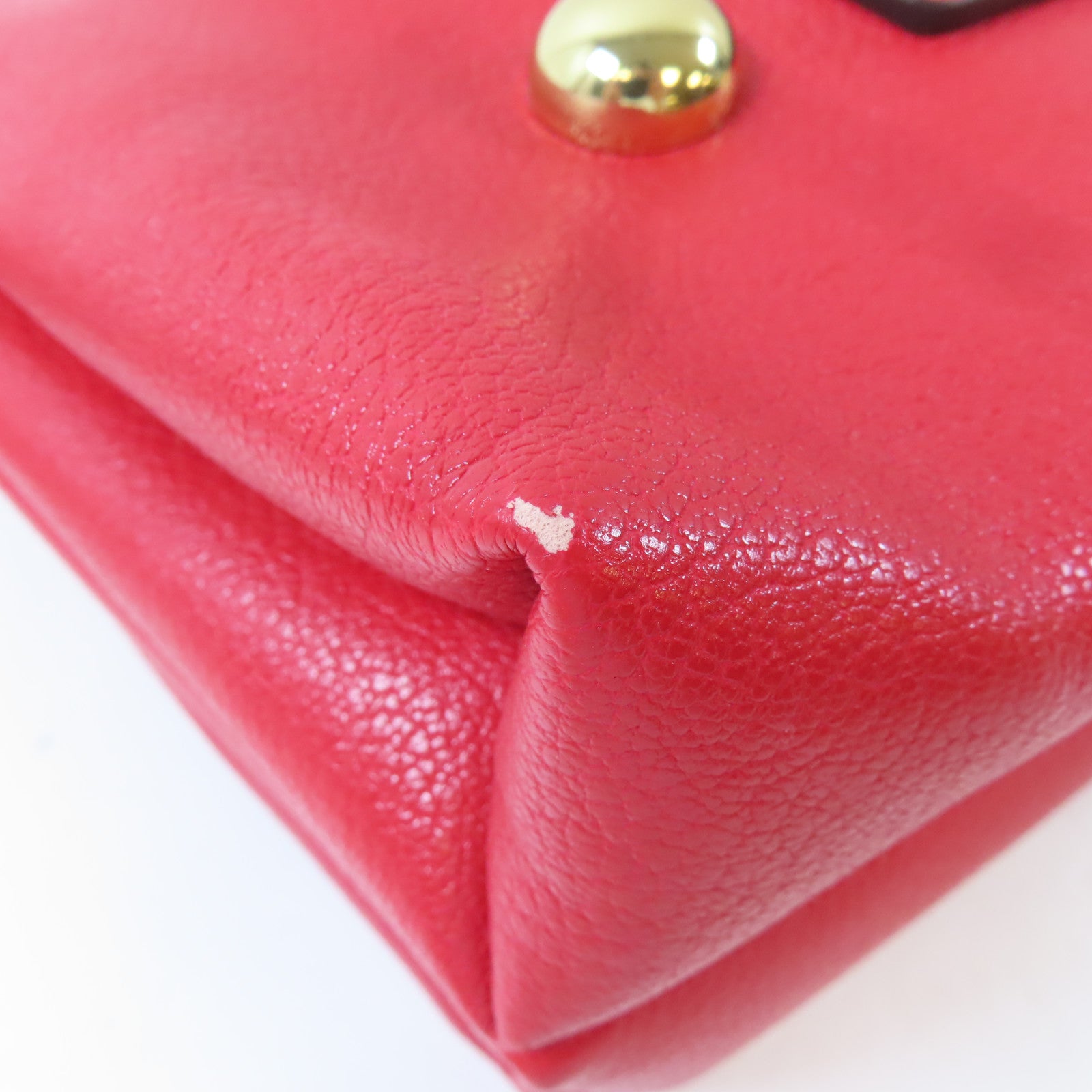 MOSCHINO 皮革Shoulder Bag金扣肩背袋紅色