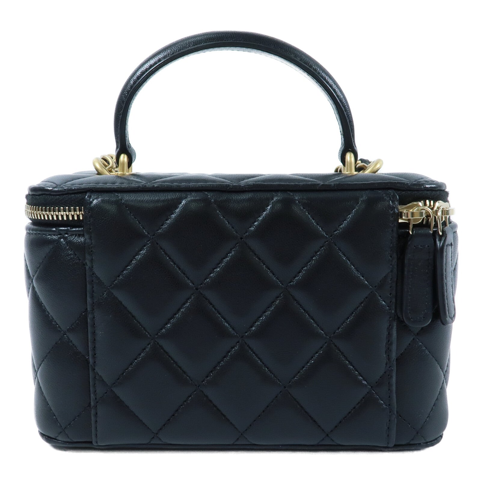 CHANEL 羊皮皮革Vanity Case鏈帶手挽肩背兩用袋