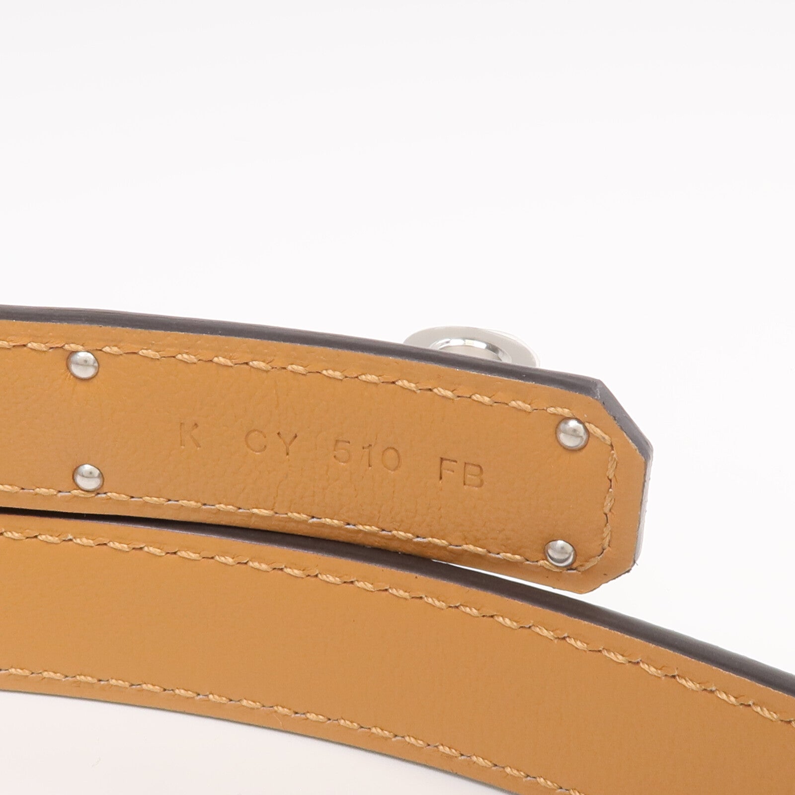HERMES Epsom皮革Kelly 18 Belt銀扣皮帶Blanc