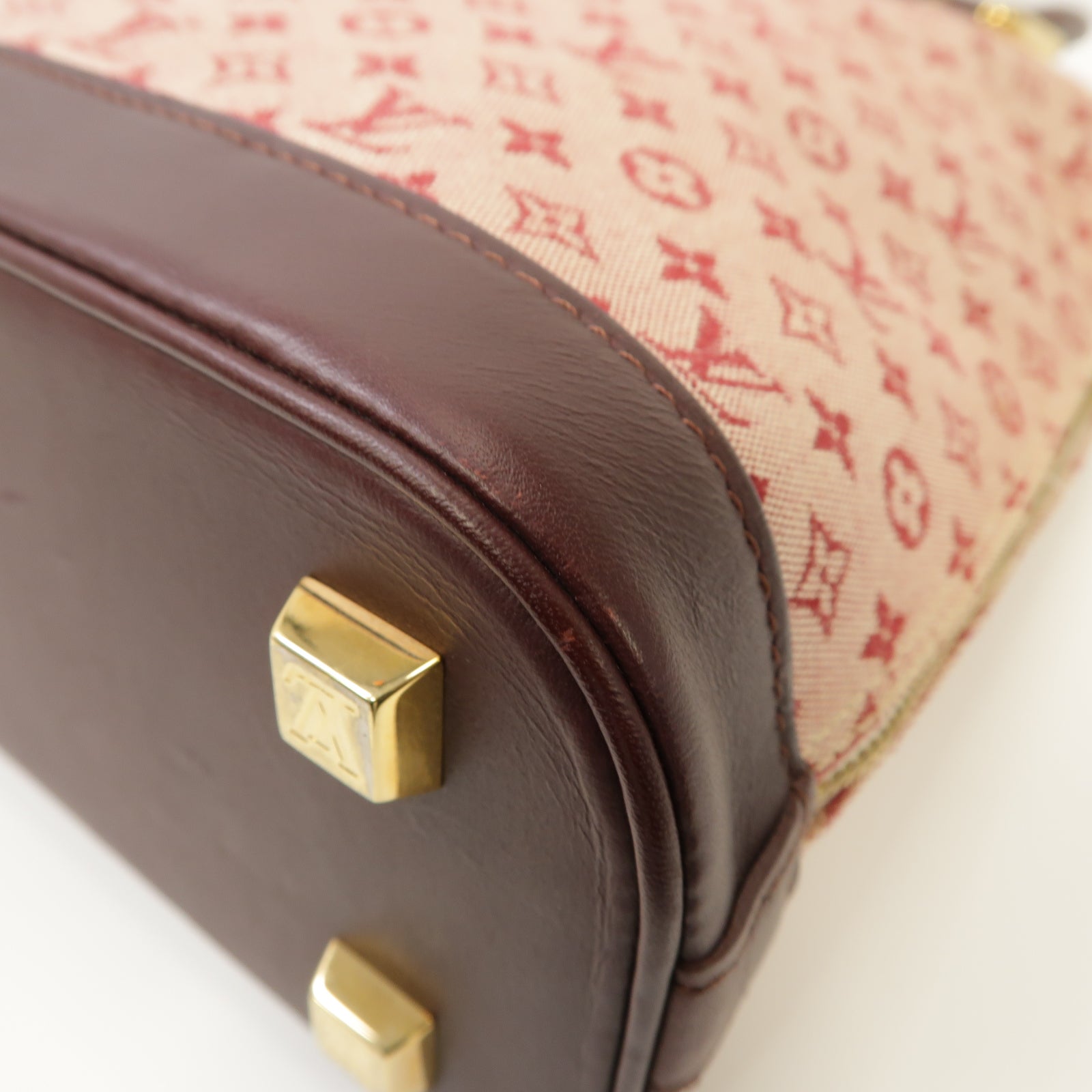 LOUIS VUITTON 【激減優惠】Monogram Mini帆布Alma O金扣手挽袋紅色