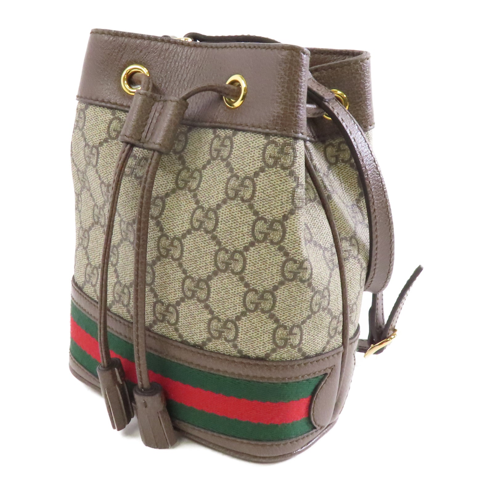 GUCCI 塗層帆布Shoulder Bag金扣肩背袋棕色