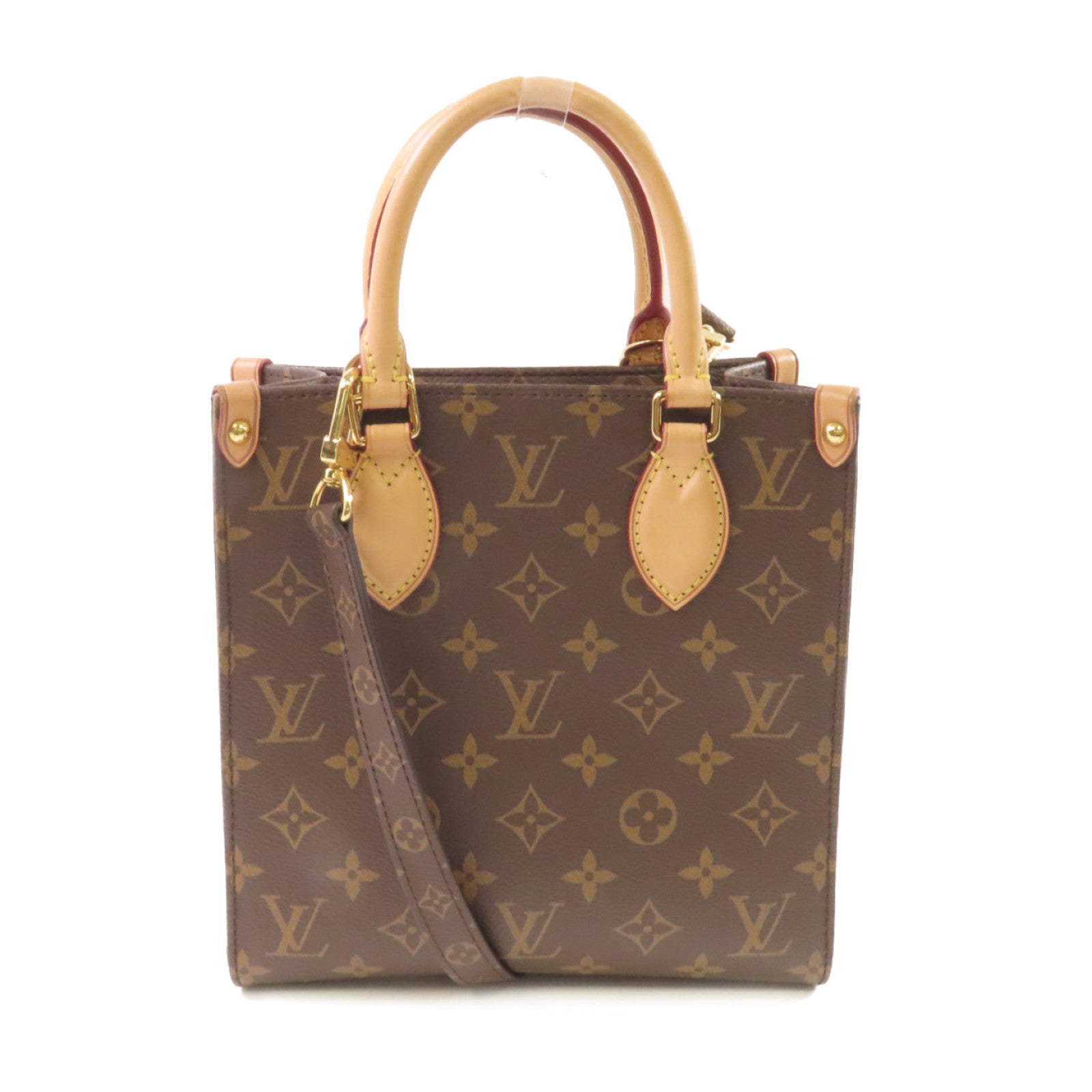 LOUIS VUITTON Monogram Sac Plat BB 2Way Shoulder Bag金扣手挽肩背兩用袋啡色/紅色