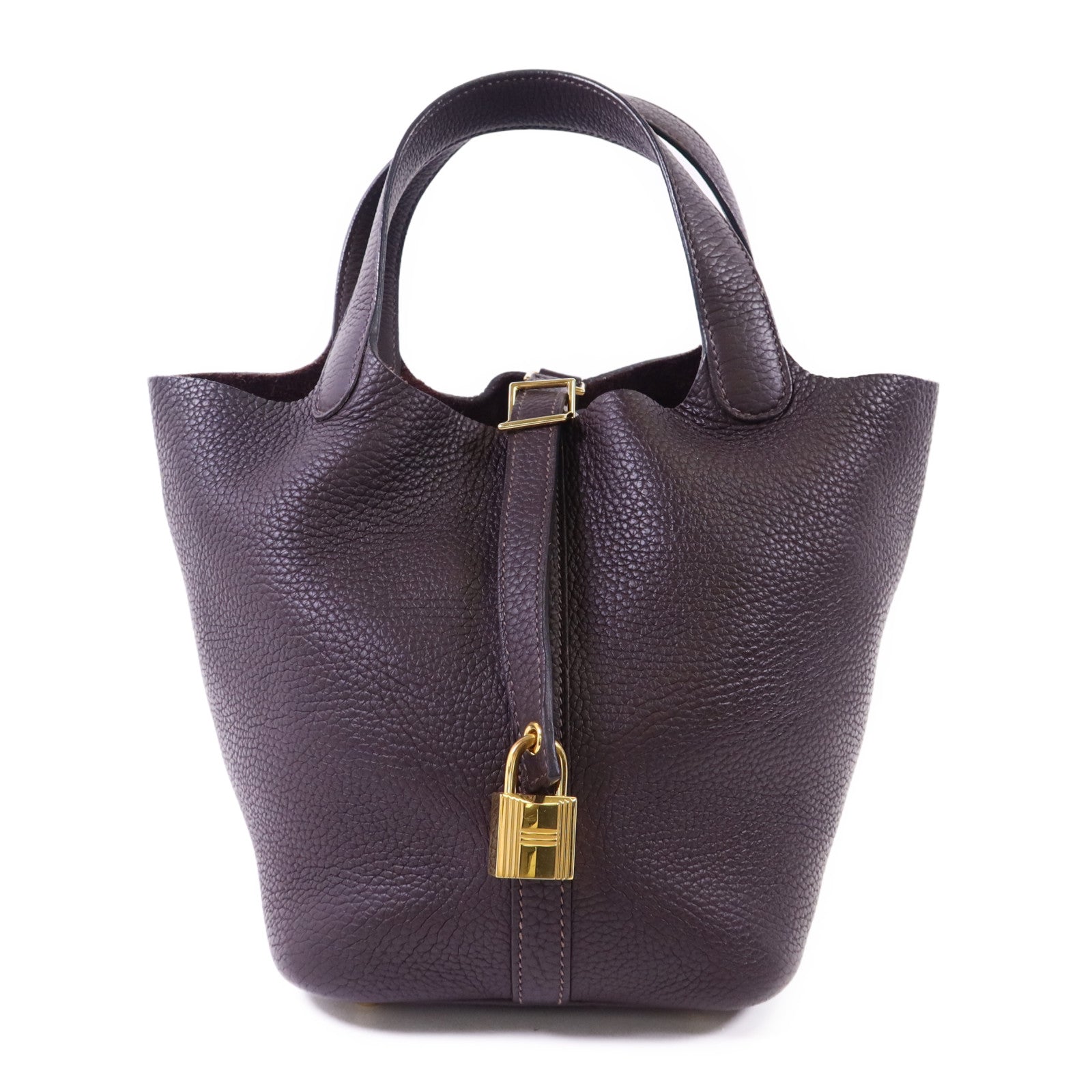 HERMES Clemence皮革Picotin PM金扣手挽袋