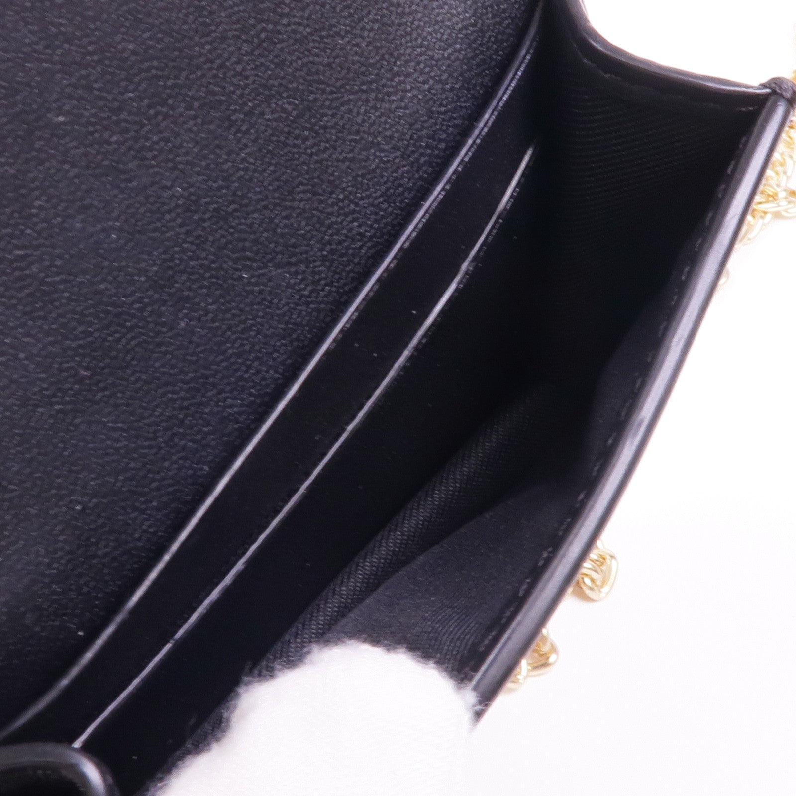 COACH 塗層帆布/皮革Chain Card Case金扣鏈帶卡片套