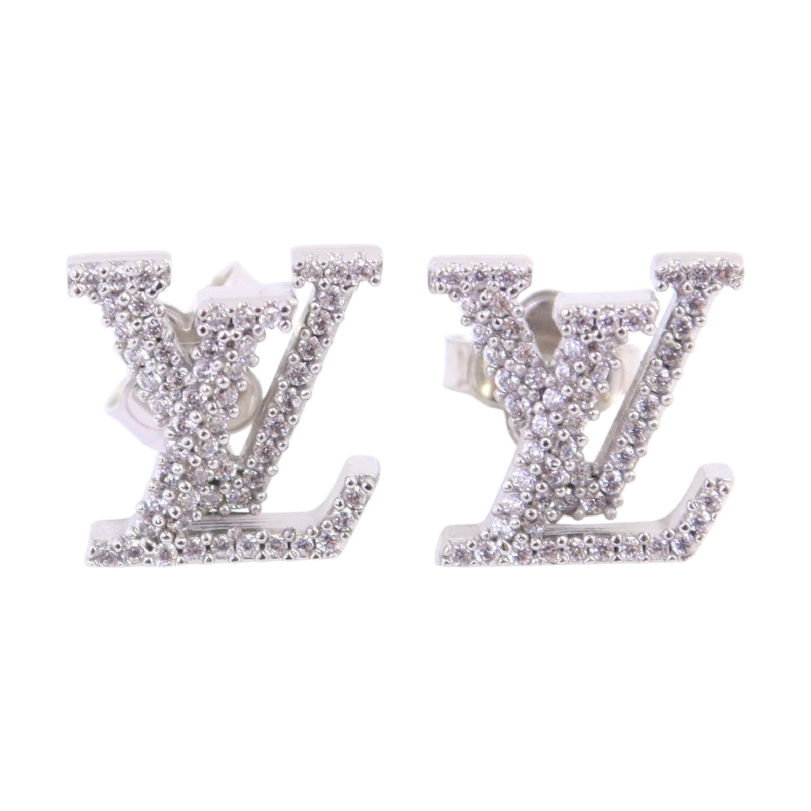 LOUIS VUITTON 金屬/璀璨水晶Iconic Earrings銀扣耳環